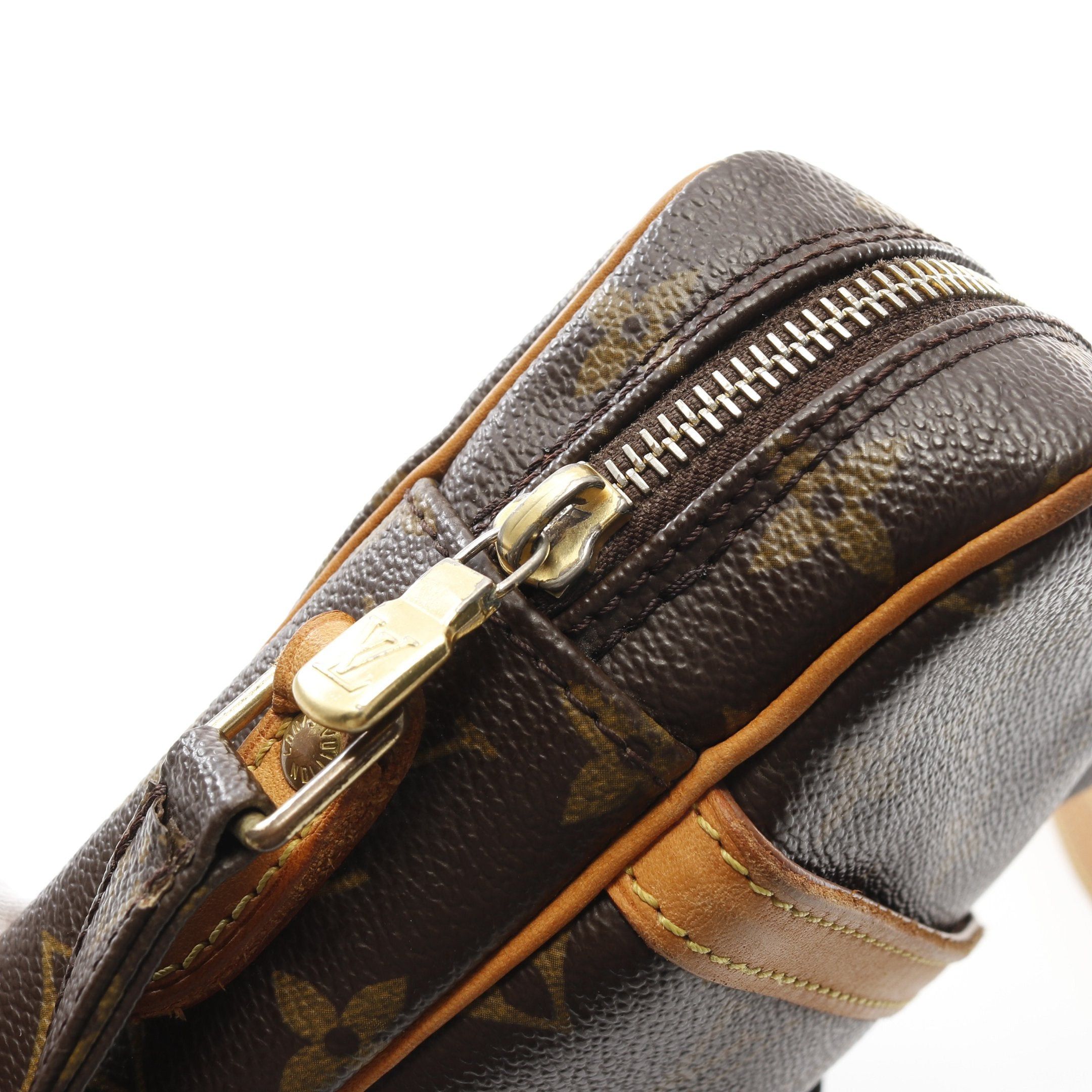 Louis Vuitton Danube Monogram Shoulder Bag Leather Brown
