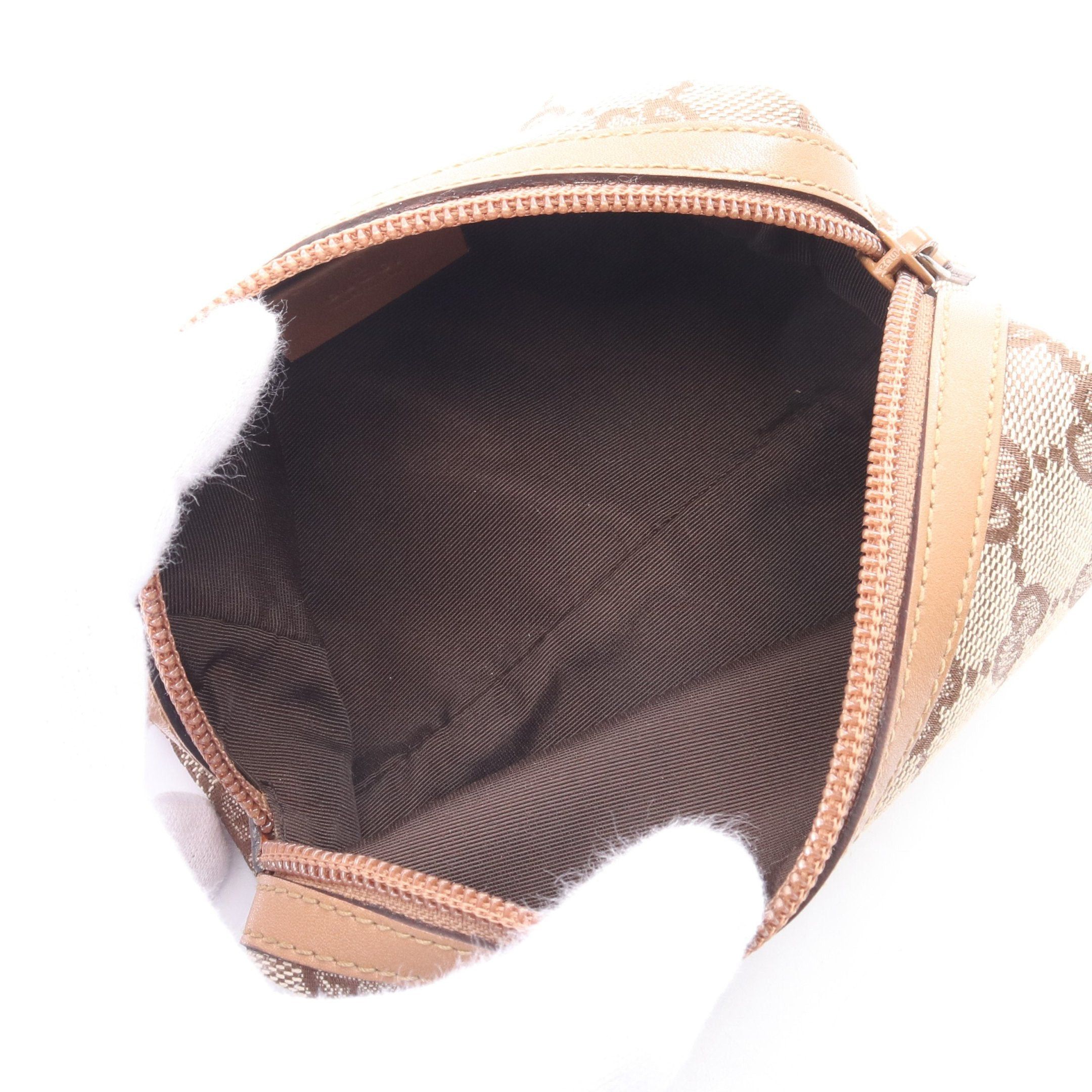 Gucci Gucci Gg Canvas Pouch Leather Beige Brown Size ONE SIZE - 3 Thumbnail