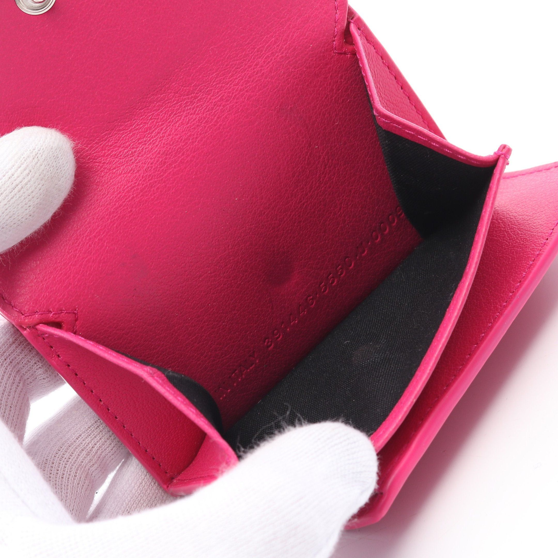 Balenciaga Balenciaga Paper Mini Wallet Compact Trifold Leather Pink Purple Size ONE SIZE - 5 Thumbnail
