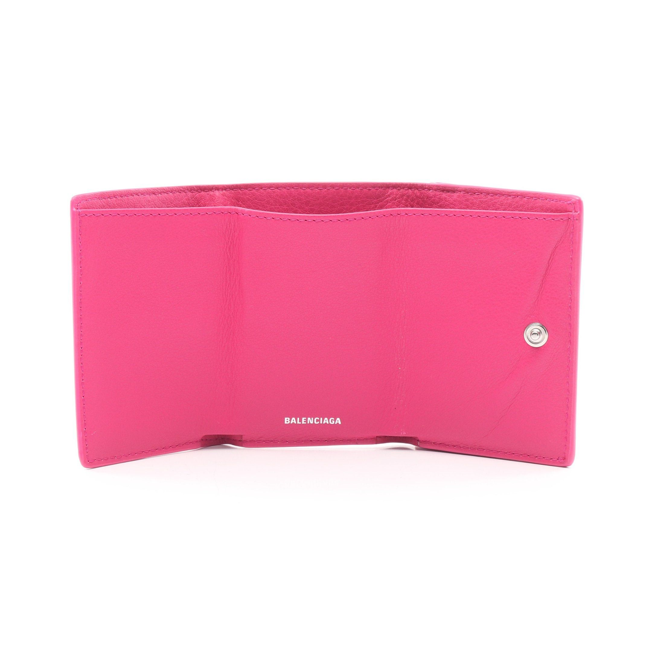 Balenciaga Balenciaga Paper Mini Wallet Compact Trifold Leather Pink Purple Size ONE SIZE - 3 Thumbnail
