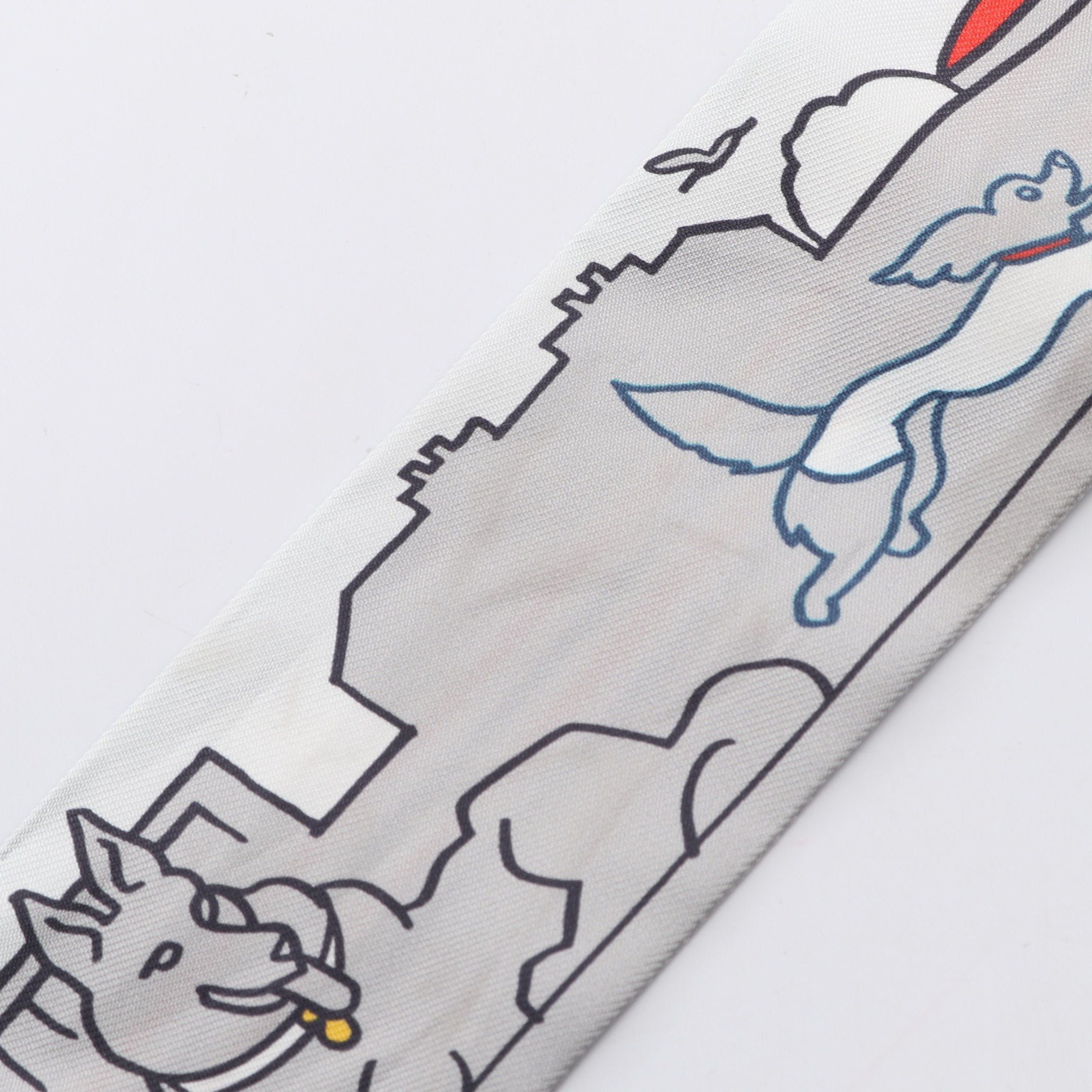Hermes Hermes Twilly Parisian Dog Scarf Silk Gray Multicolor Size ONE SIZE - 7 Thumbnail