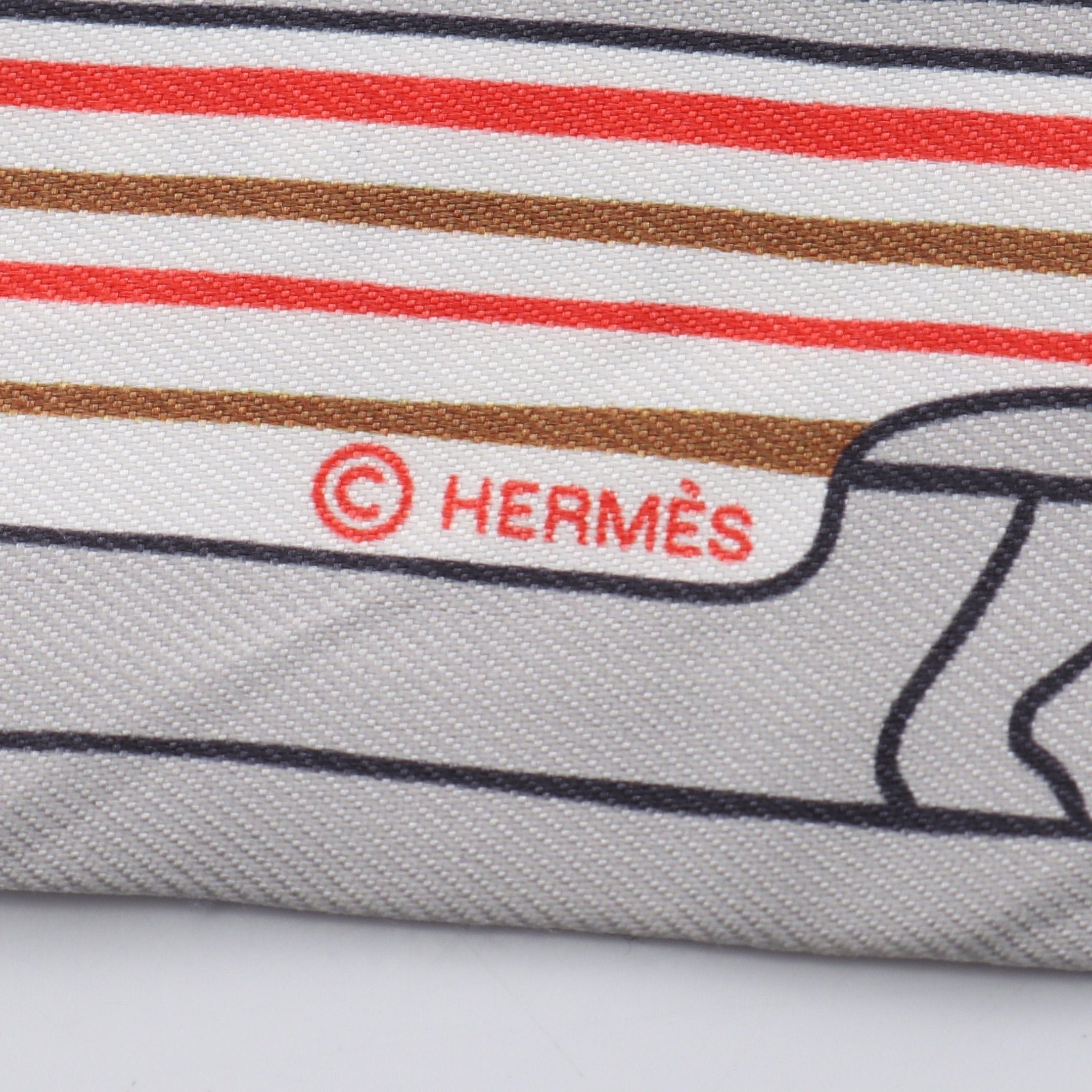 Hermes Hermes Twilly Parisian Dog Scarf Silk Gray Multicolor Size ONE SIZE - 2 Thumbnail