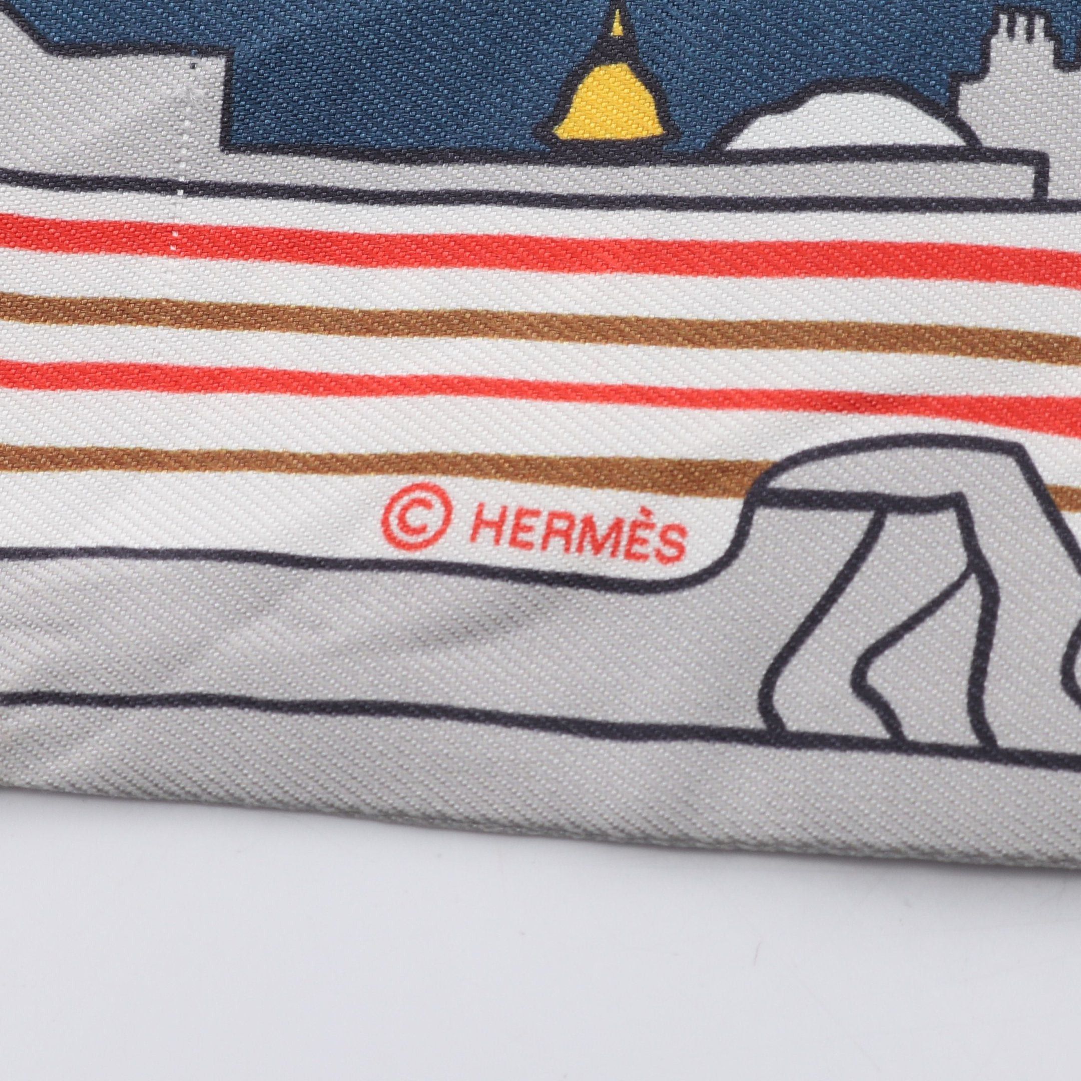 Hermes Hermes Twilly Parisian Dog Scarf Silk Gray Multicolor Size ONE SIZE - 3 Thumbnail