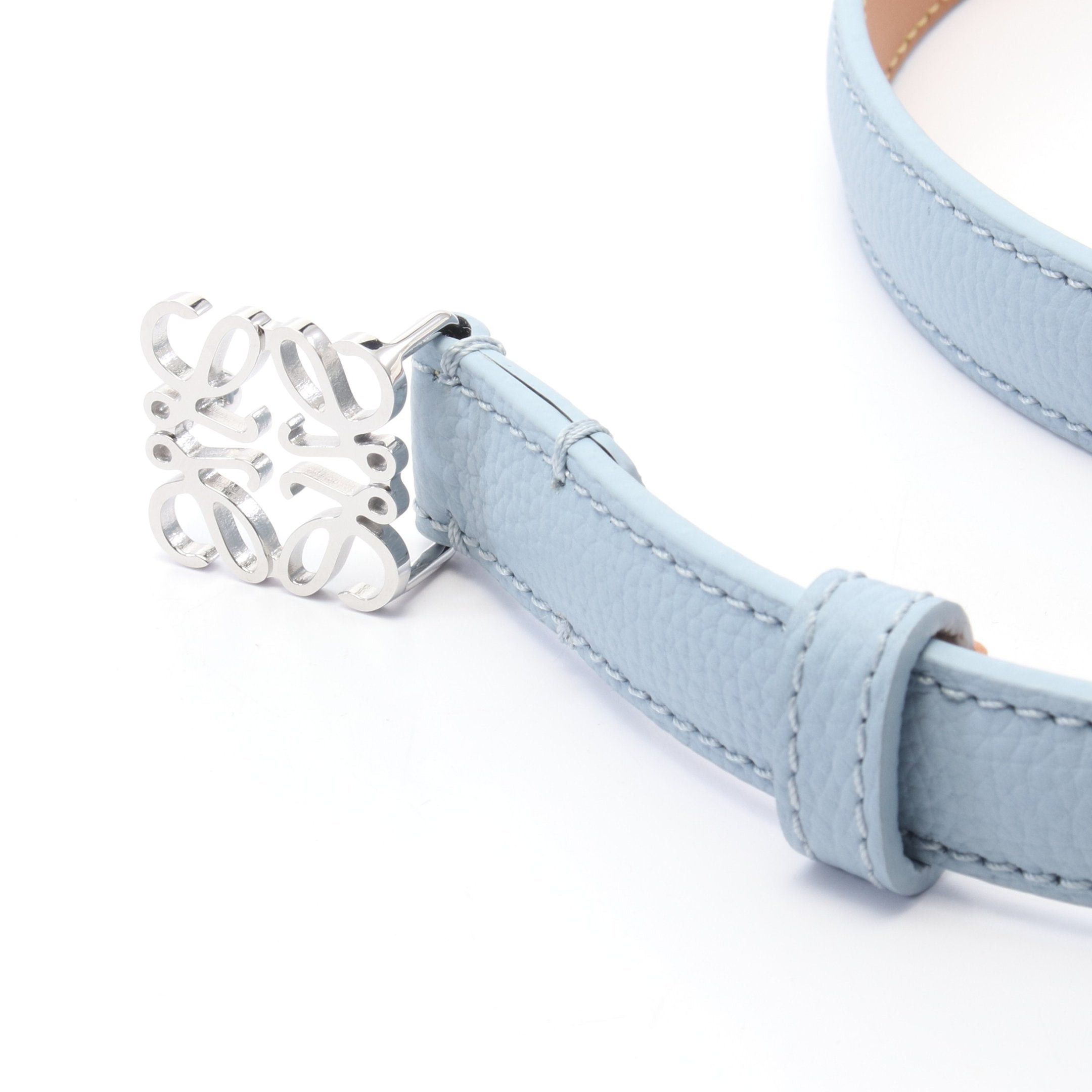 Loewe Loewe Anagram Belt Leather Light Blue Size ONE SIZE - 2 Thumbnail