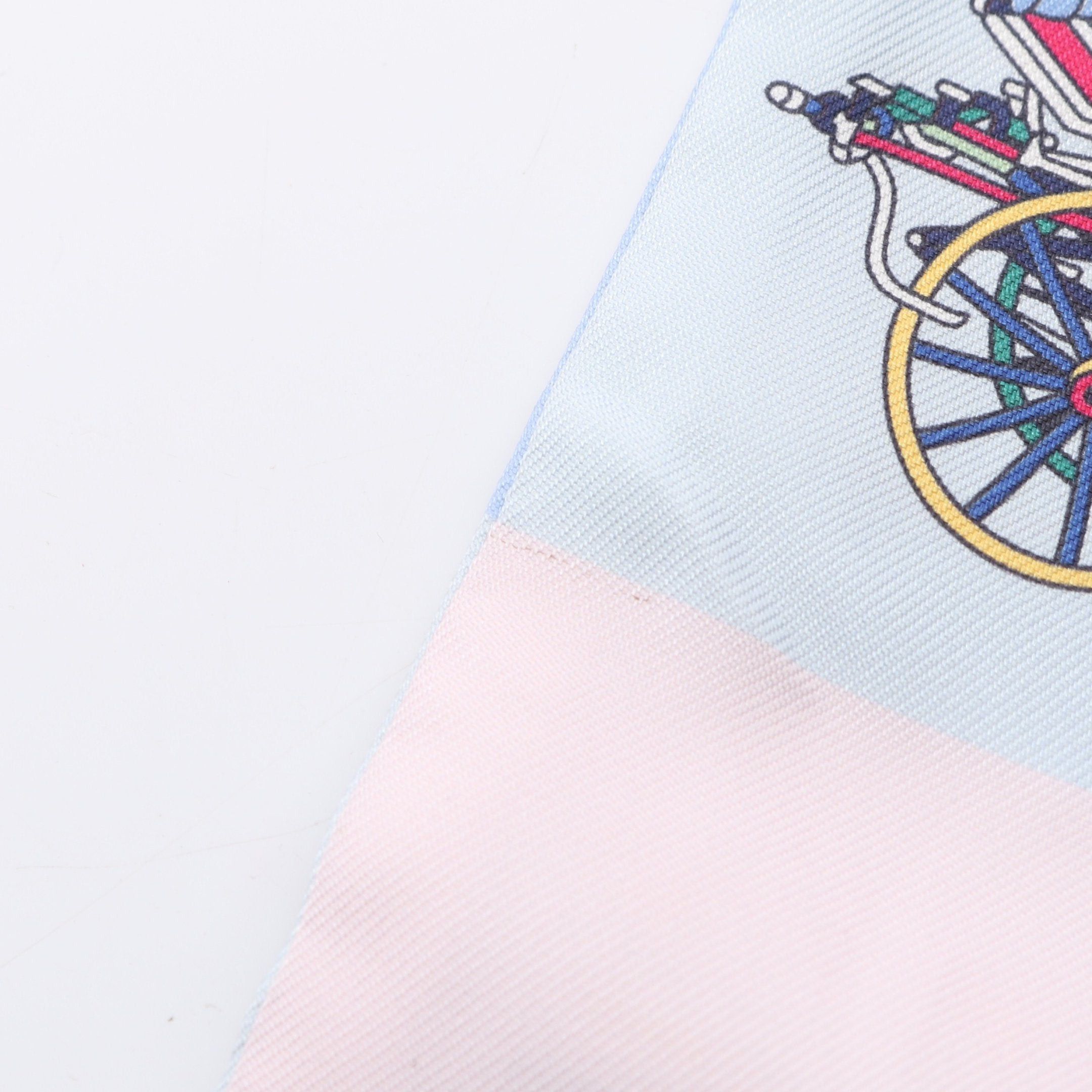 Hermes Hermes Twilly Voitures Exquises Scarf Silk Pink Light Blue Multicolor Size ONE SIZE - 8 Thumbnail