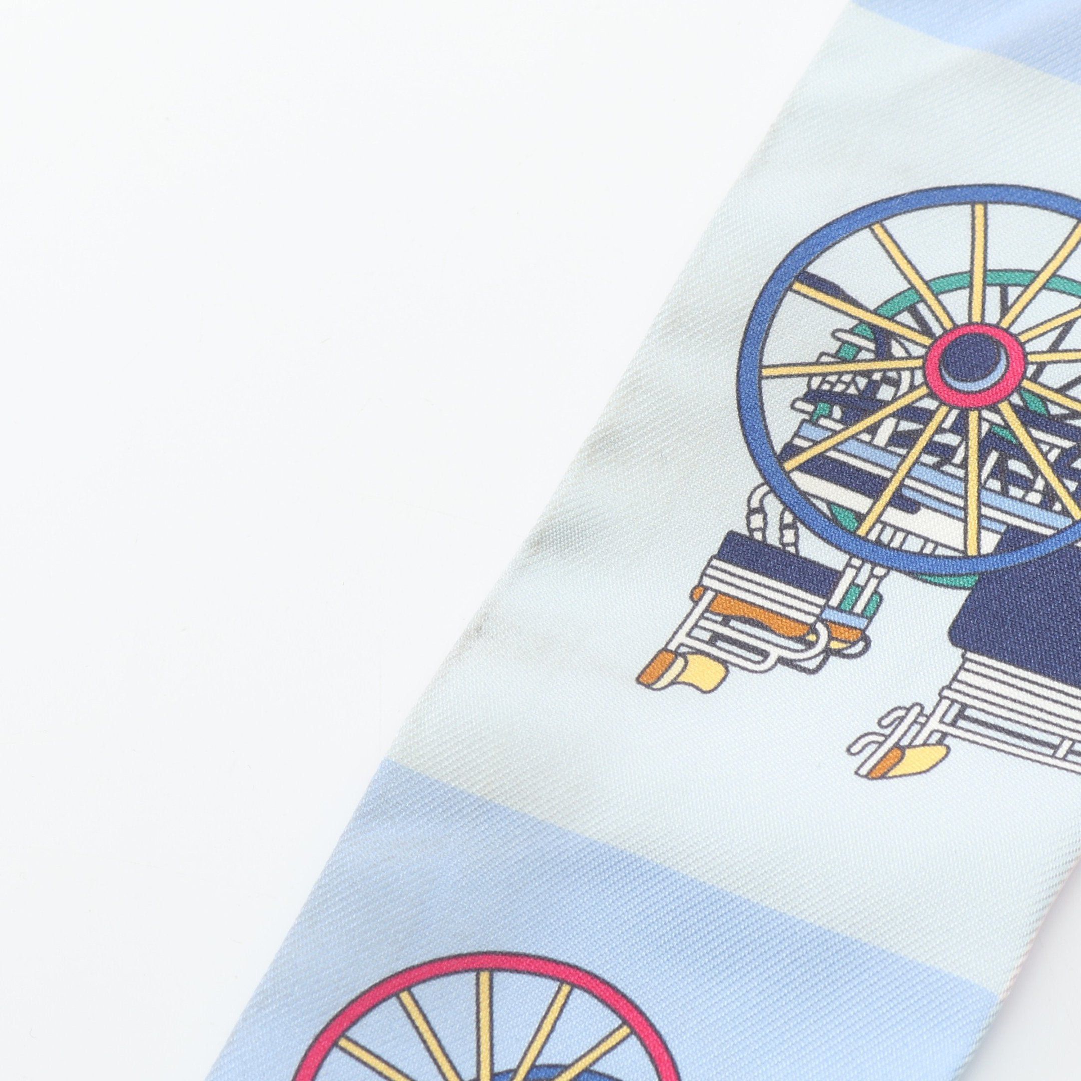 Hermes Hermes Twilly Voitures Exquises Scarf Silk Pink Light Blue Multicolor Size ONE SIZE - 4 Thumbnail