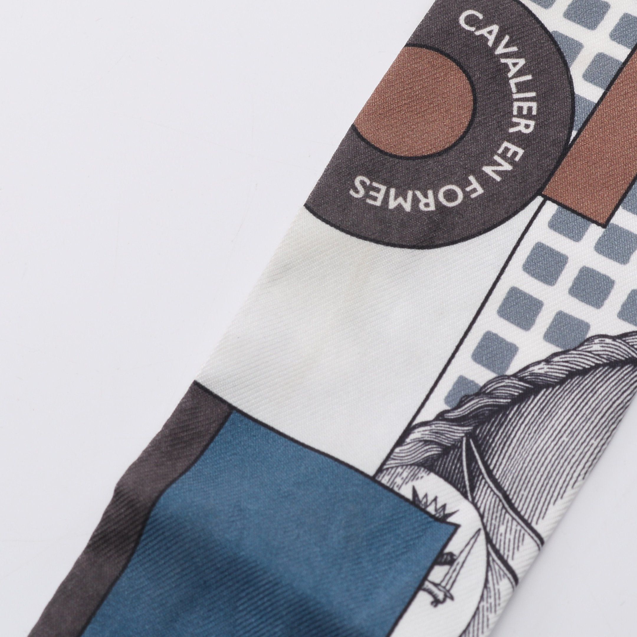 Hermes Hermes Twilly Cavalier En Formes Scarf Silk White Gray Navy Size ONE SIZE - 4 Thumbnail