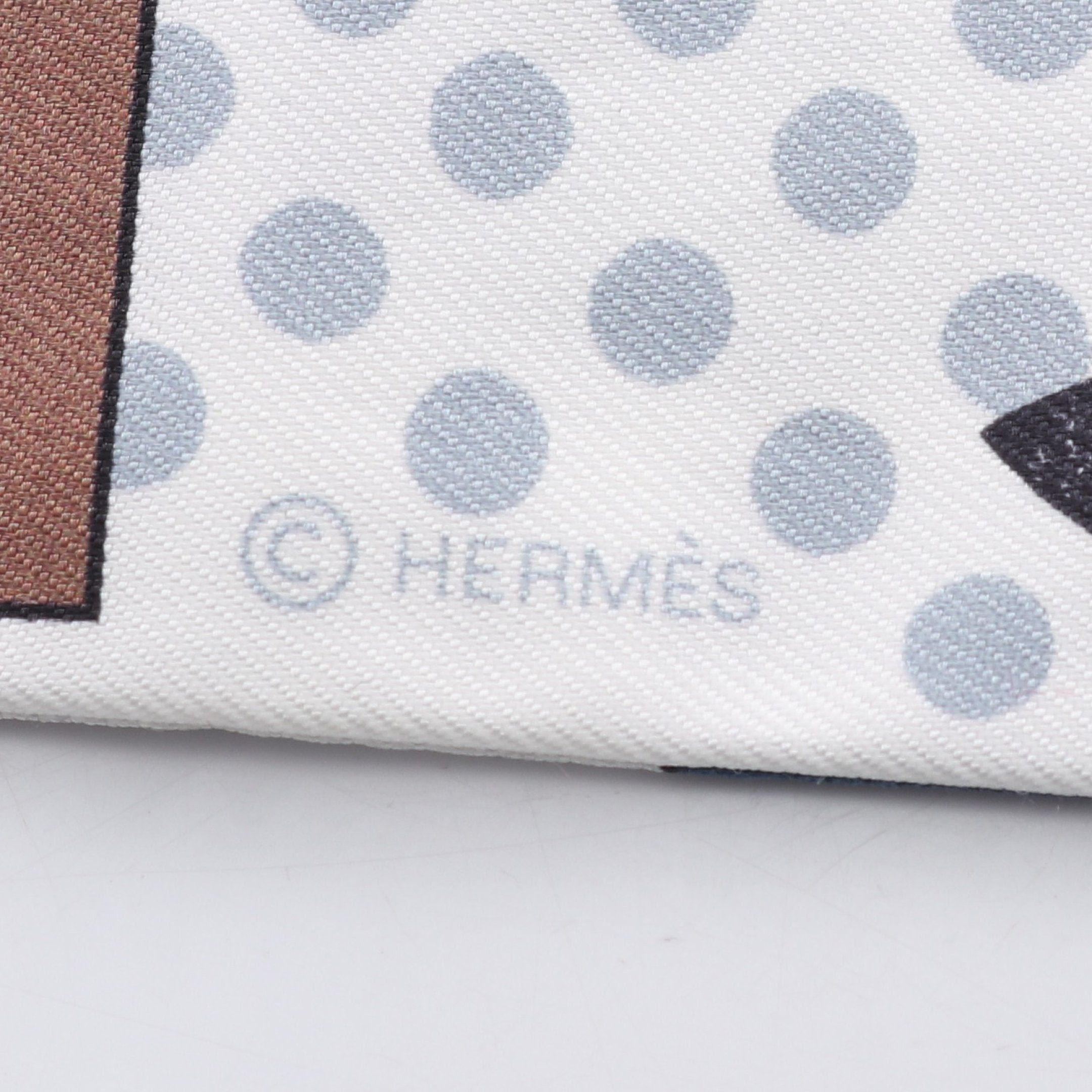 Hermes Hermes Twilly Cavalier En Formes Scarf Silk White Gray Navy Size ONE SIZE - 2 Thumbnail
