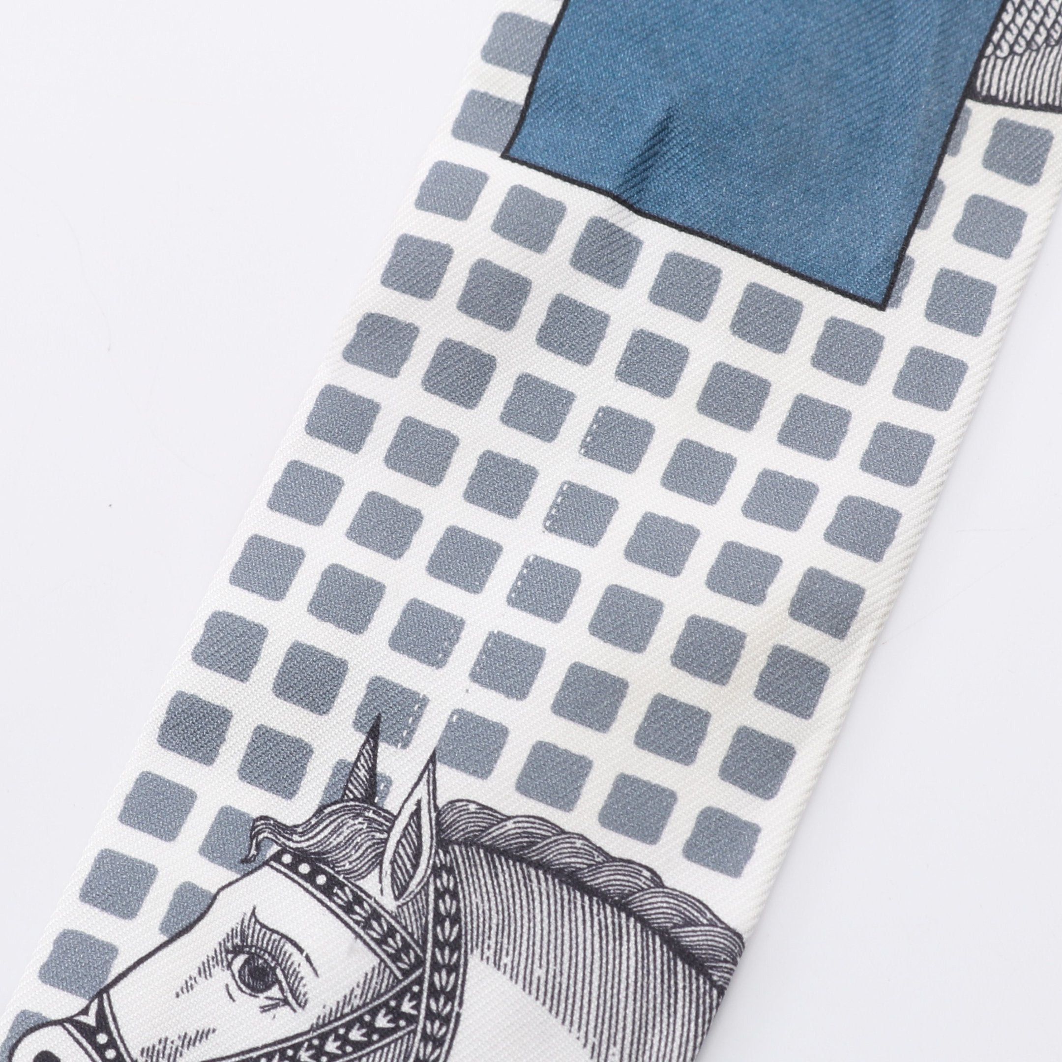 Hermes Hermes Twilly Cavalier En Formes Scarf Silk White Gray Navy Size ONE SIZE - 5 Thumbnail