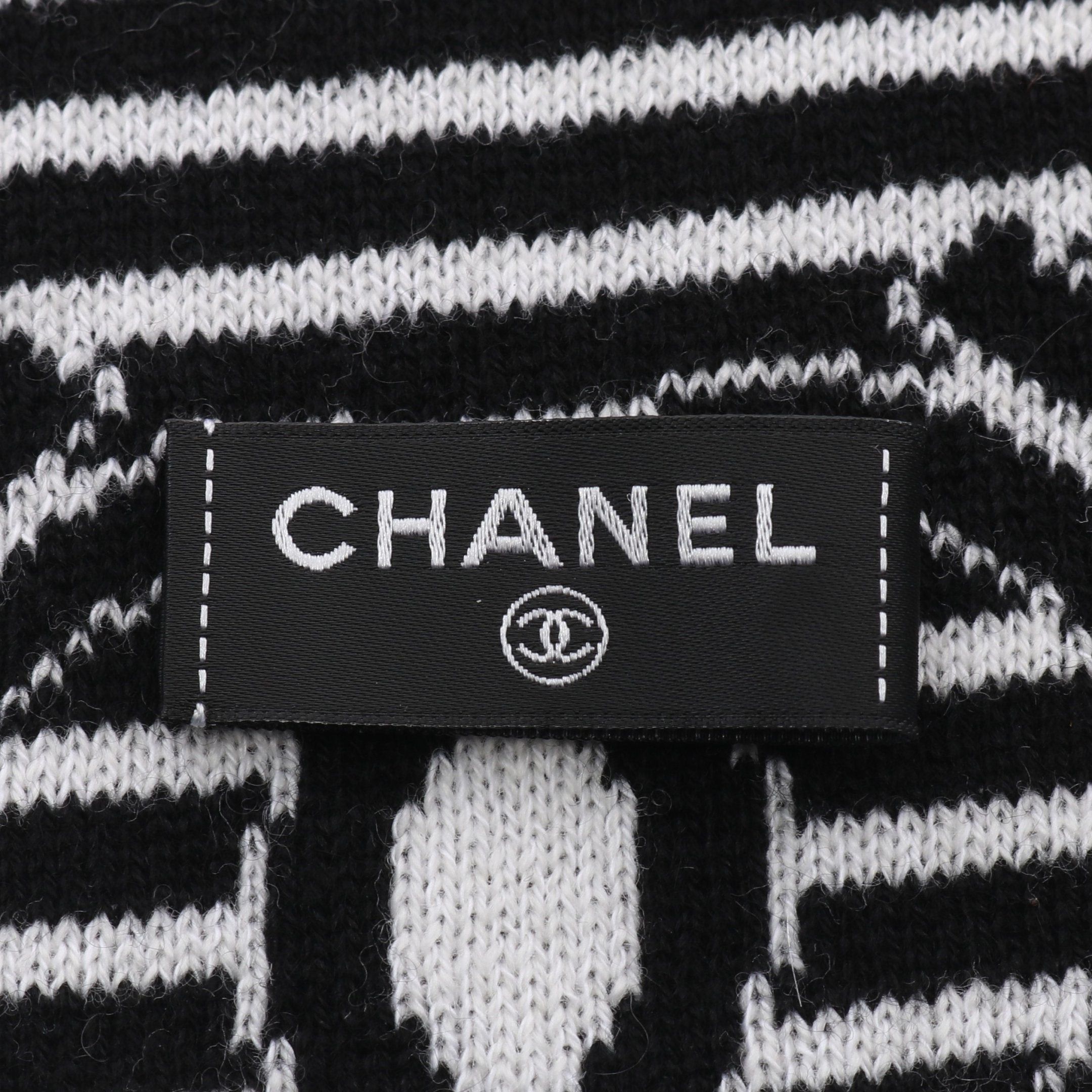 Chanel Chanel Coco Mark Scarf Cashmere Cotton Black White 25Ss Size ONE SIZE - 2 Thumbnail