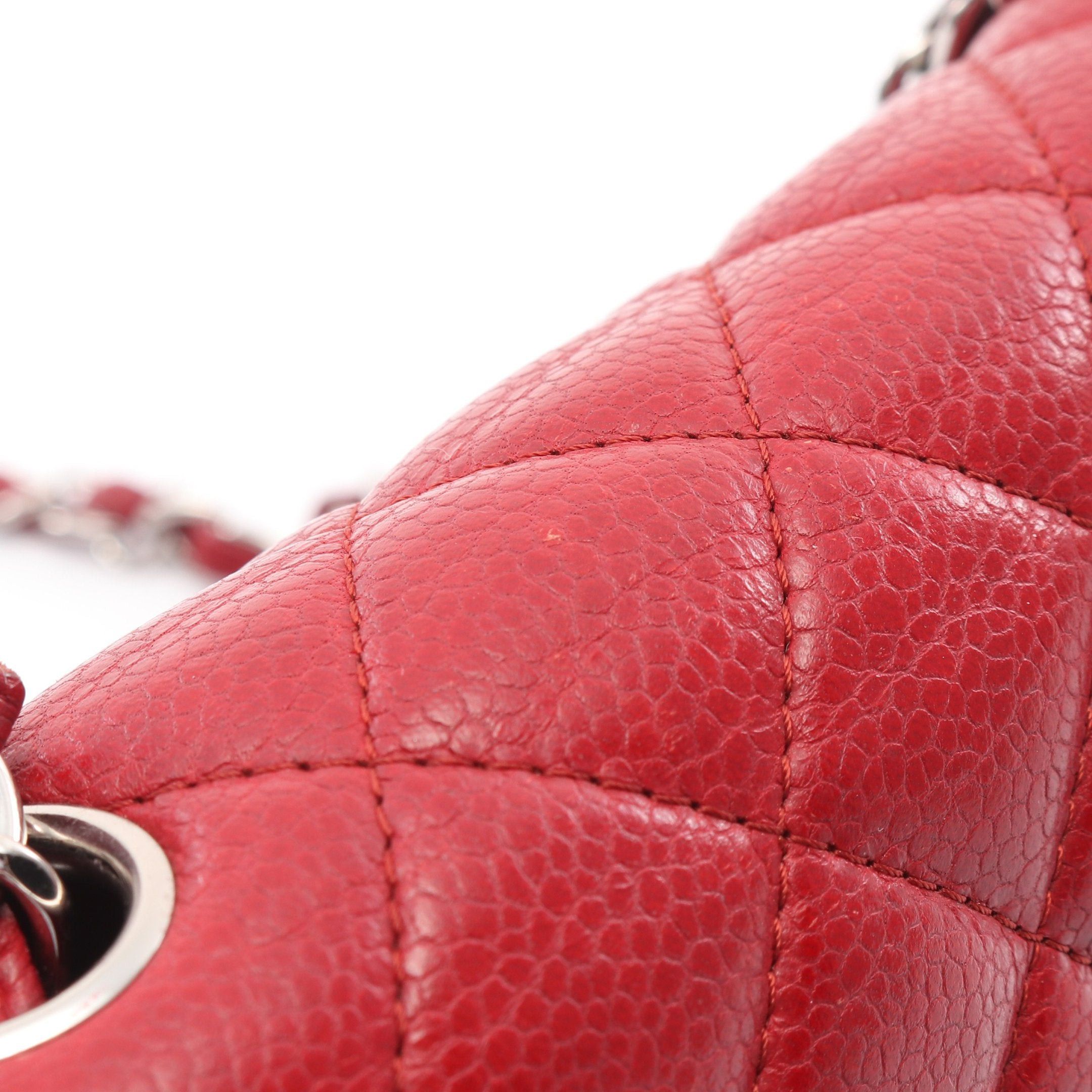 Chanel Chanel Mini Matelasse Chain Shoulder Bag Caviar Skin Red Silver Hardware Size ONE SIZE - 10 Thumbnail