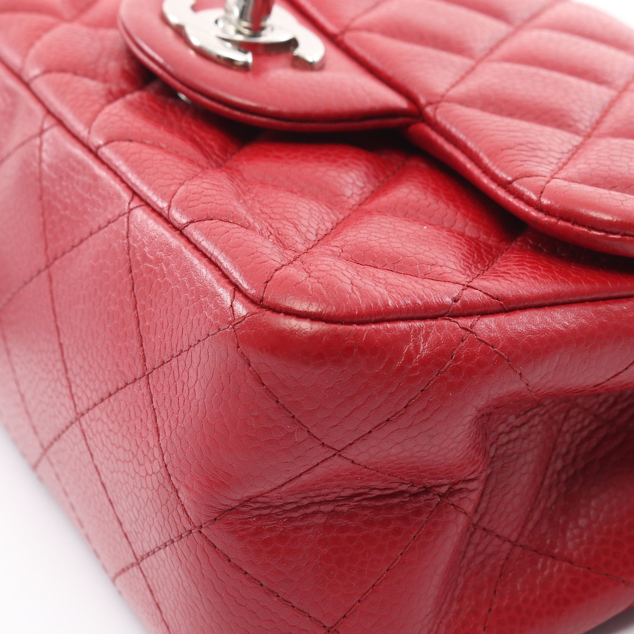 Chanel Chanel Mini Matelasse Chain Shoulder Bag Caviar Skin Red Silver Hardware Size ONE SIZE - 6 Thumbnail