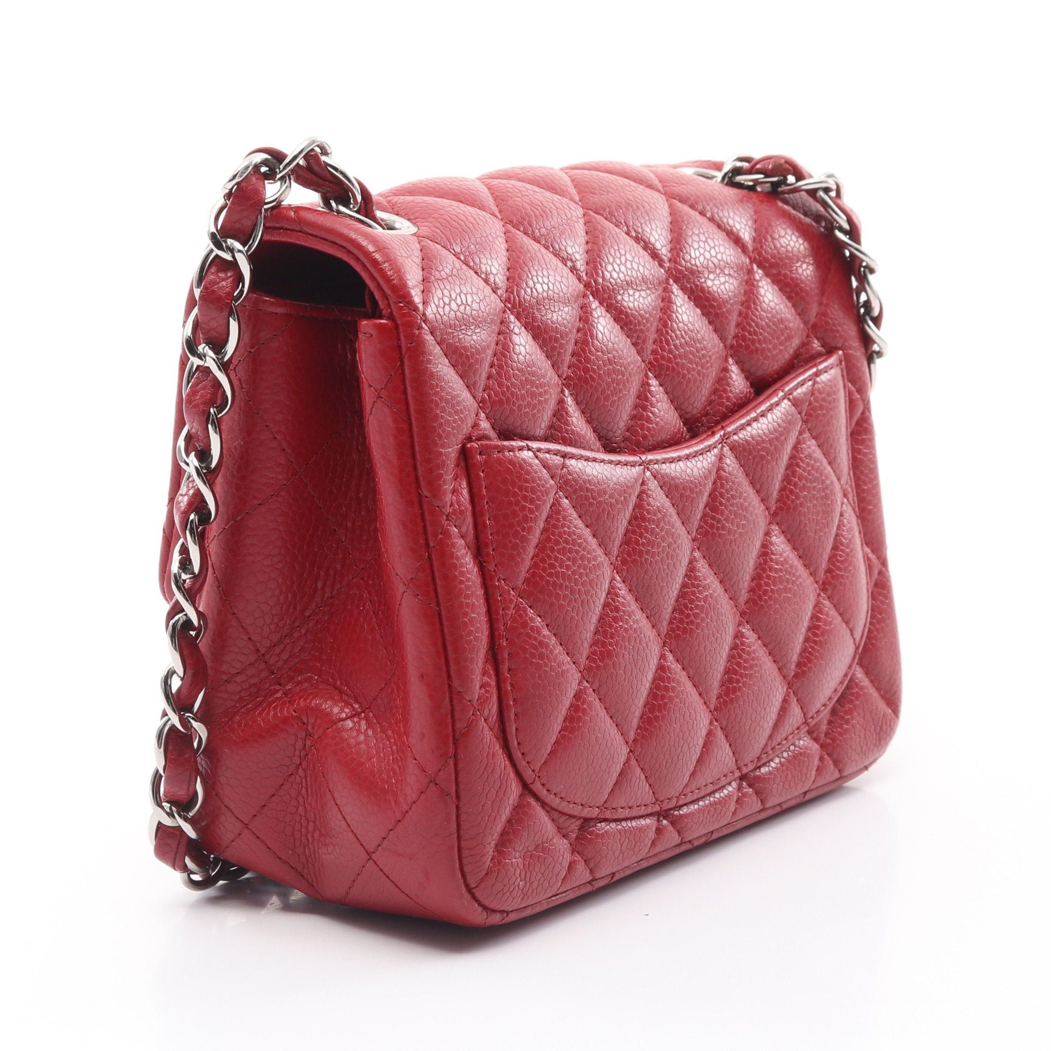 Chanel Chanel Mini Matelasse Chain Shoulder Bag Caviar Skin Red Silver Hardware Size ONE SIZE - 2 Thumbnail