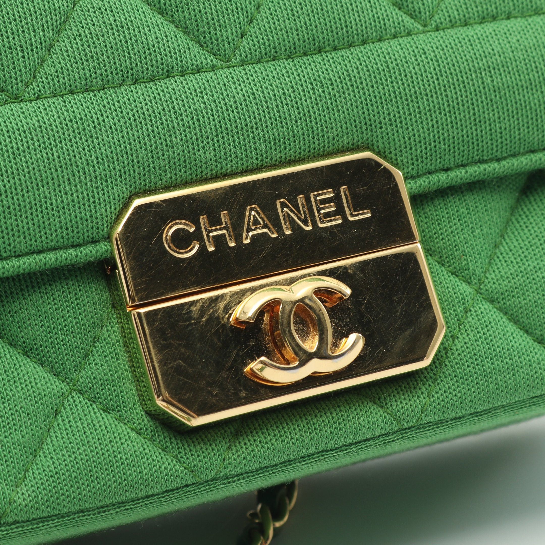 Chanel Chanel Matelasse Single Flap Chain Shoulder Bag Cotton Jersey Leather Green Gold Hardware Size ONE SIZE - 8 Thumbnail