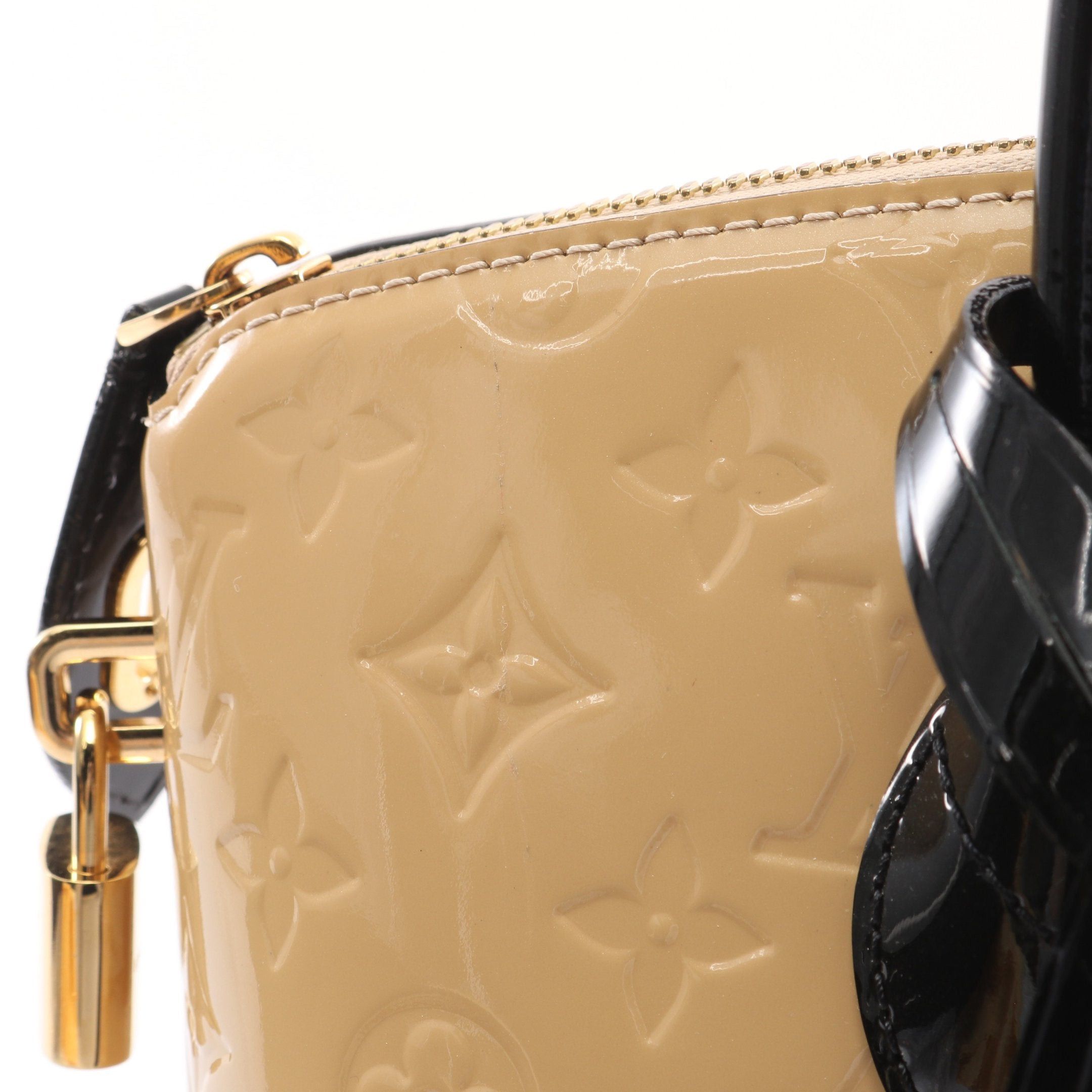 Louis Vuitton Louis Vuitton Lockit Pm Monogram Vernis Dune Handbag Leather Beige Black Size ONE SIZE - 10 Thumbnail