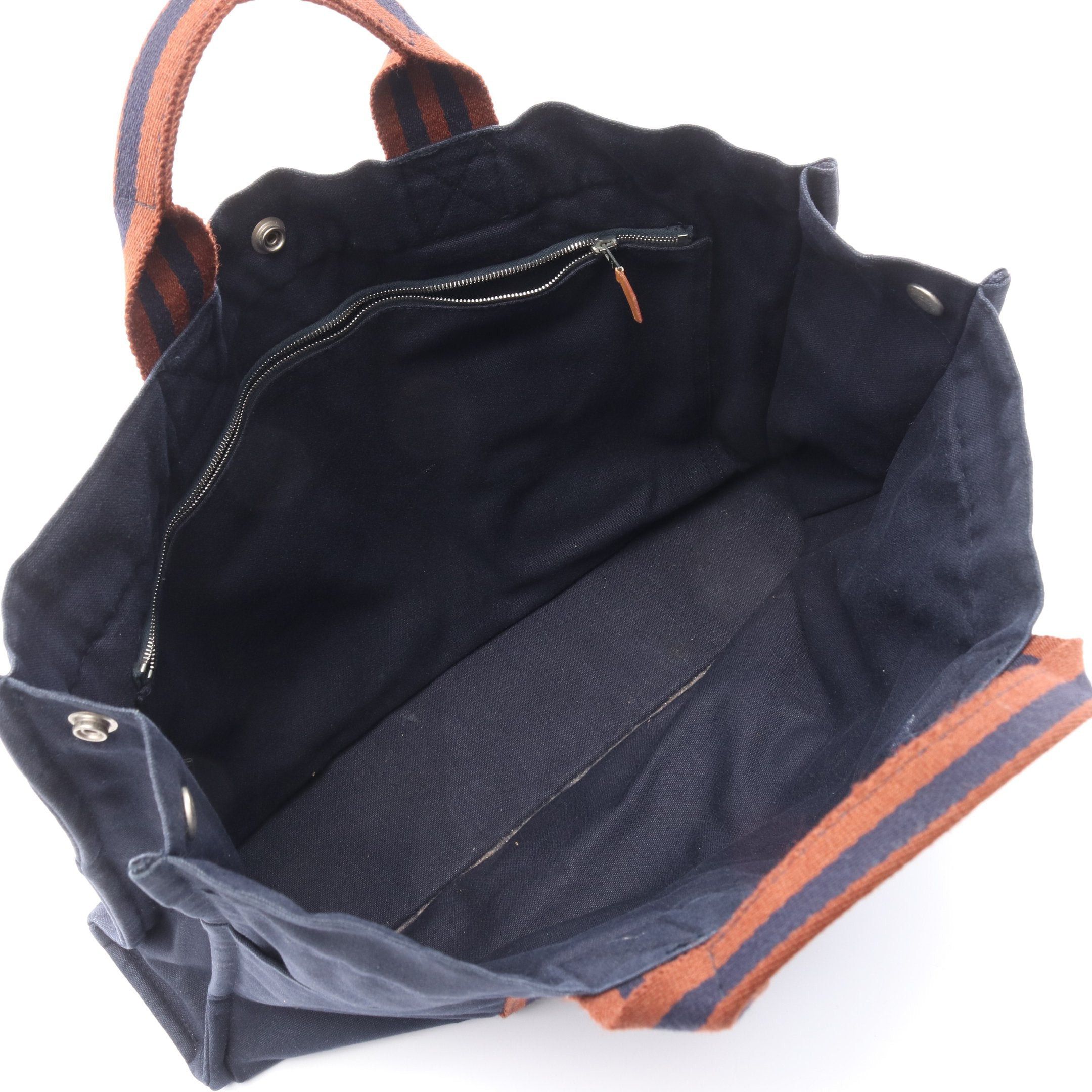 Hermes Hermes Fool Toe Mm Handbag Tote Bag Canvas Navy Brown Silver Hardware Size ONE SIZE - 3 Thumbnail
