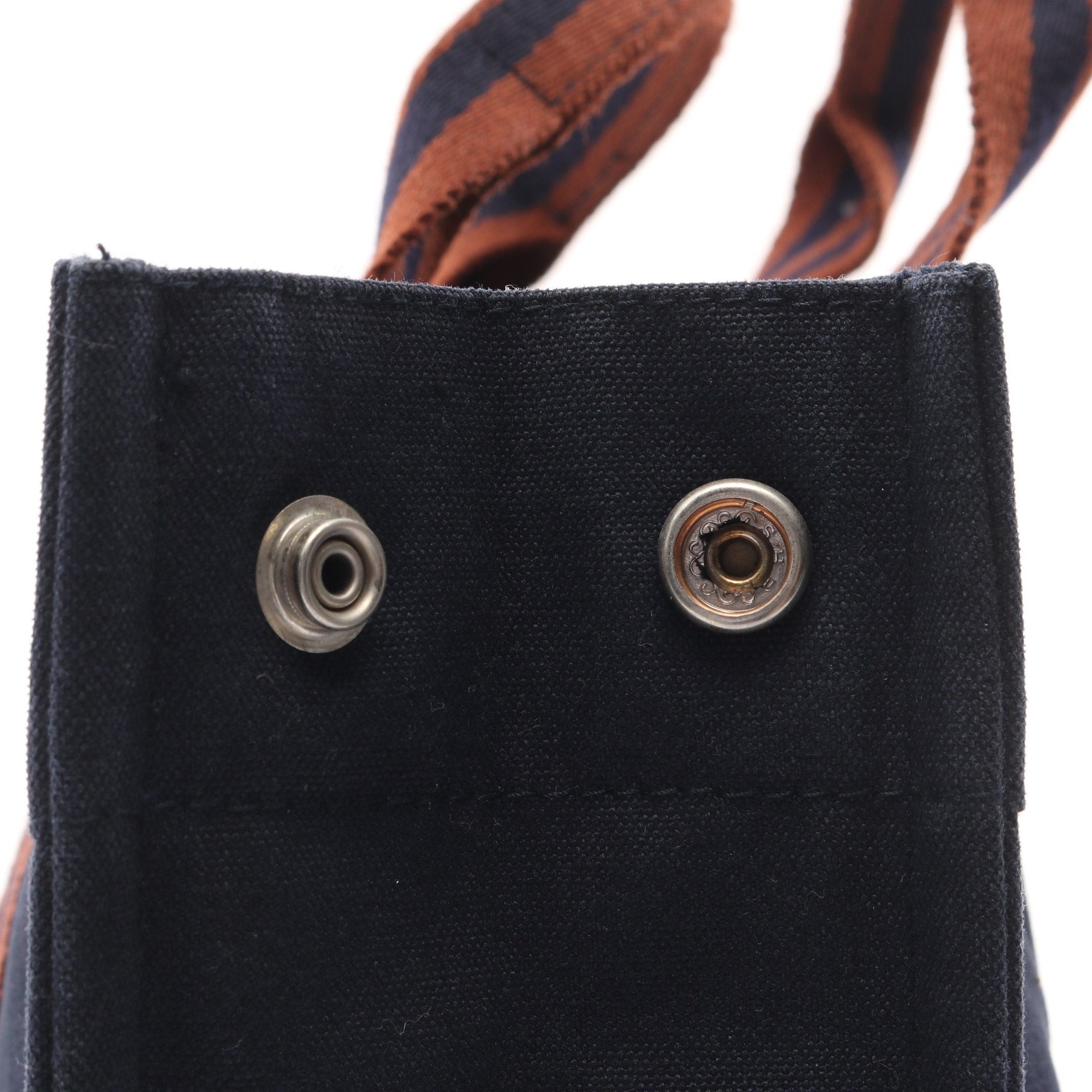 Hermes Hermes Fool Toe Mm Handbag Tote Bag Canvas Navy Brown Silver Hardware Size ONE SIZE - 7 Thumbnail
