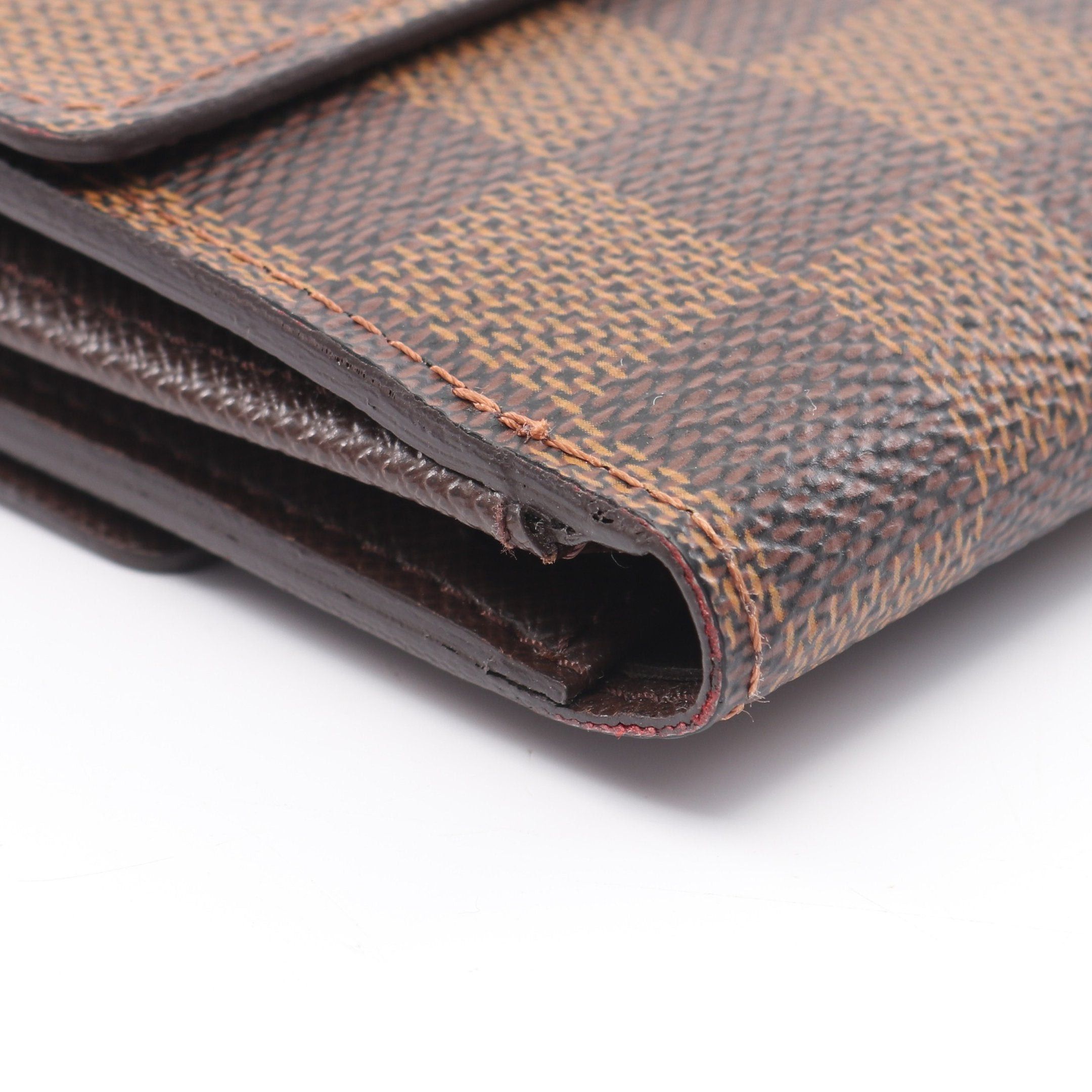 Louis Vuitton Louis Vuitton Portefeuil Elise Damier Ebene Double Hook Wallet Leather Brown Size ONE SIZE - 7 Thumbnail