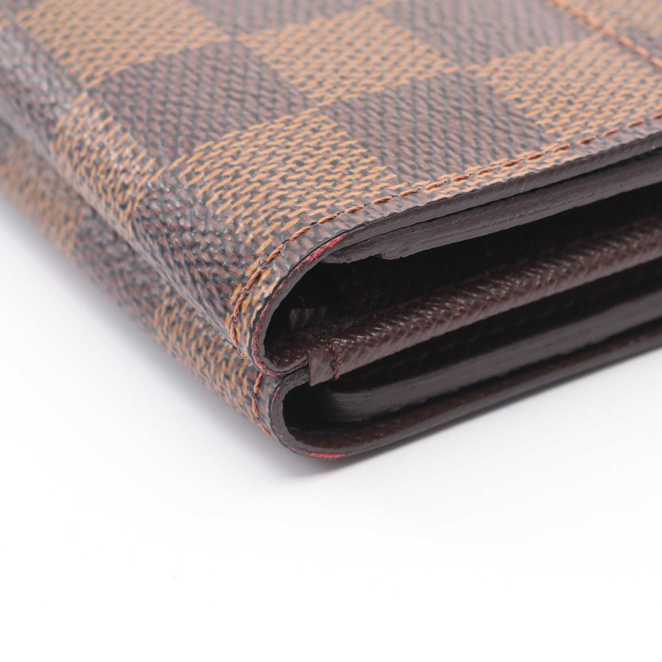 Louis Vuitton Louis Vuitton Portefeuil Elise Damier Ebene Double Hook Wallet Leather Brown Size ONE SIZE - 8 Thumbnail