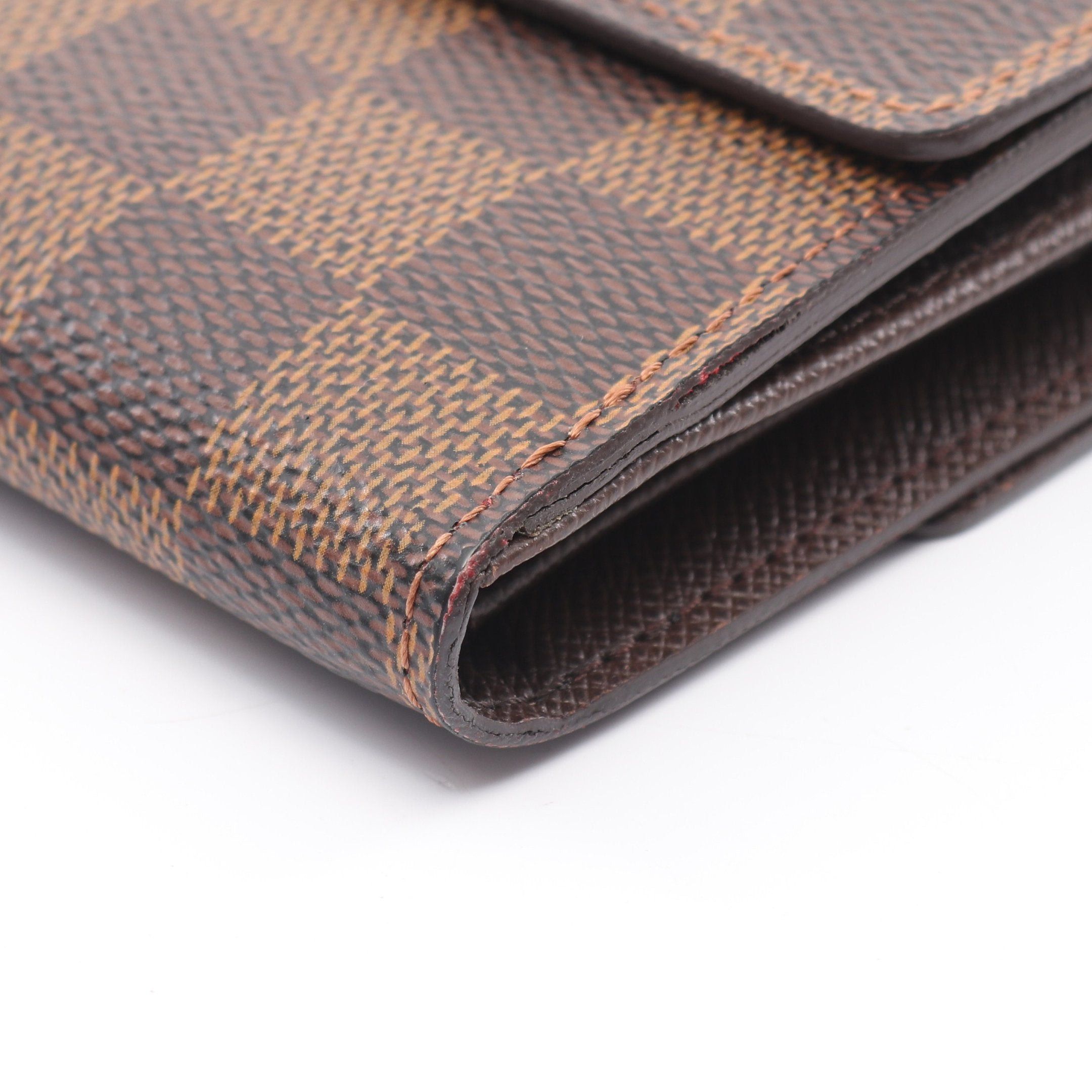 Louis Vuitton Louis Vuitton Portefeuil Elise Damier Ebene Double Hook Wallet Leather Brown Size ONE SIZE - 6 Thumbnail