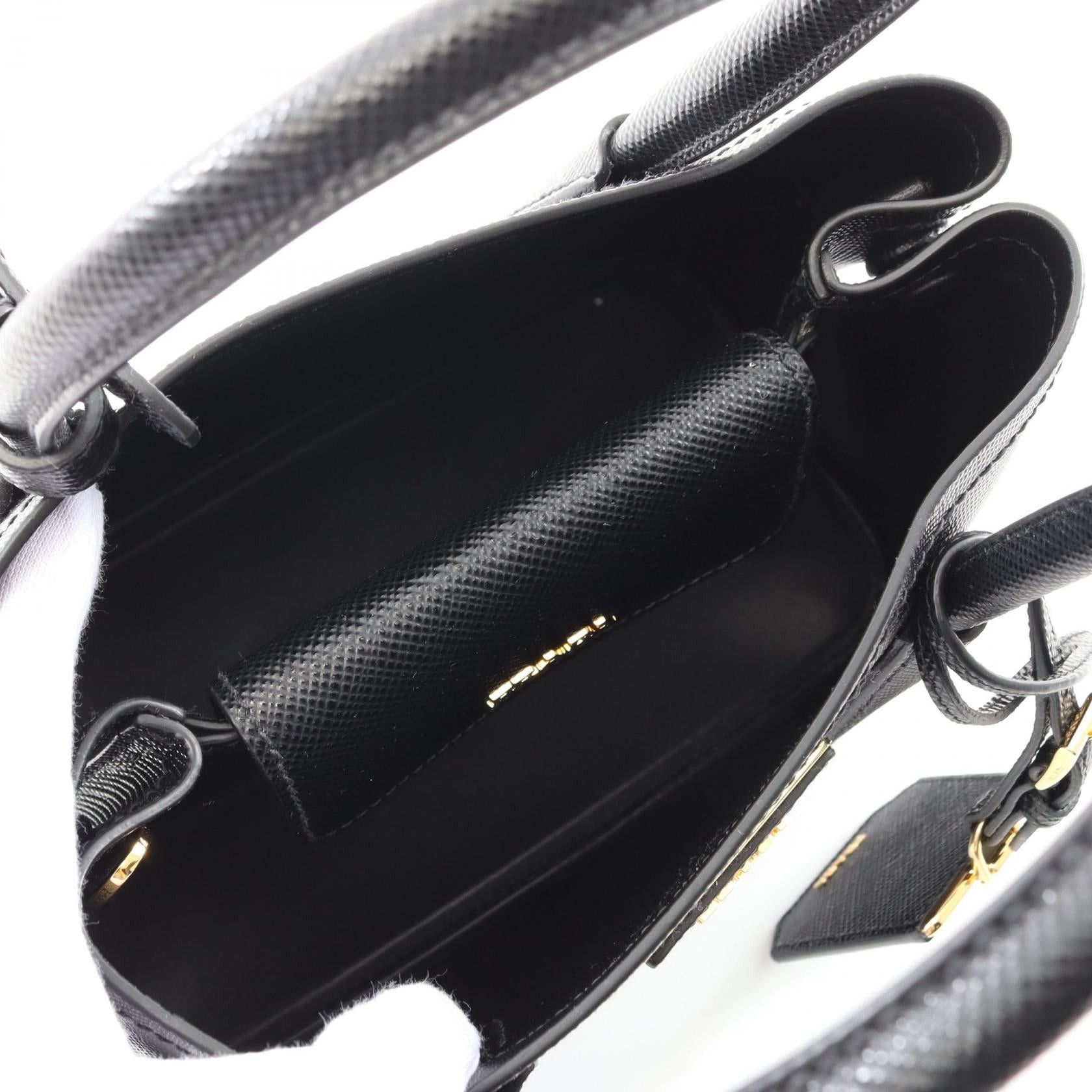Prada Prada Saffiano Cuir Handbag Leather Black Size ONE SIZE - 3 Thumbnail