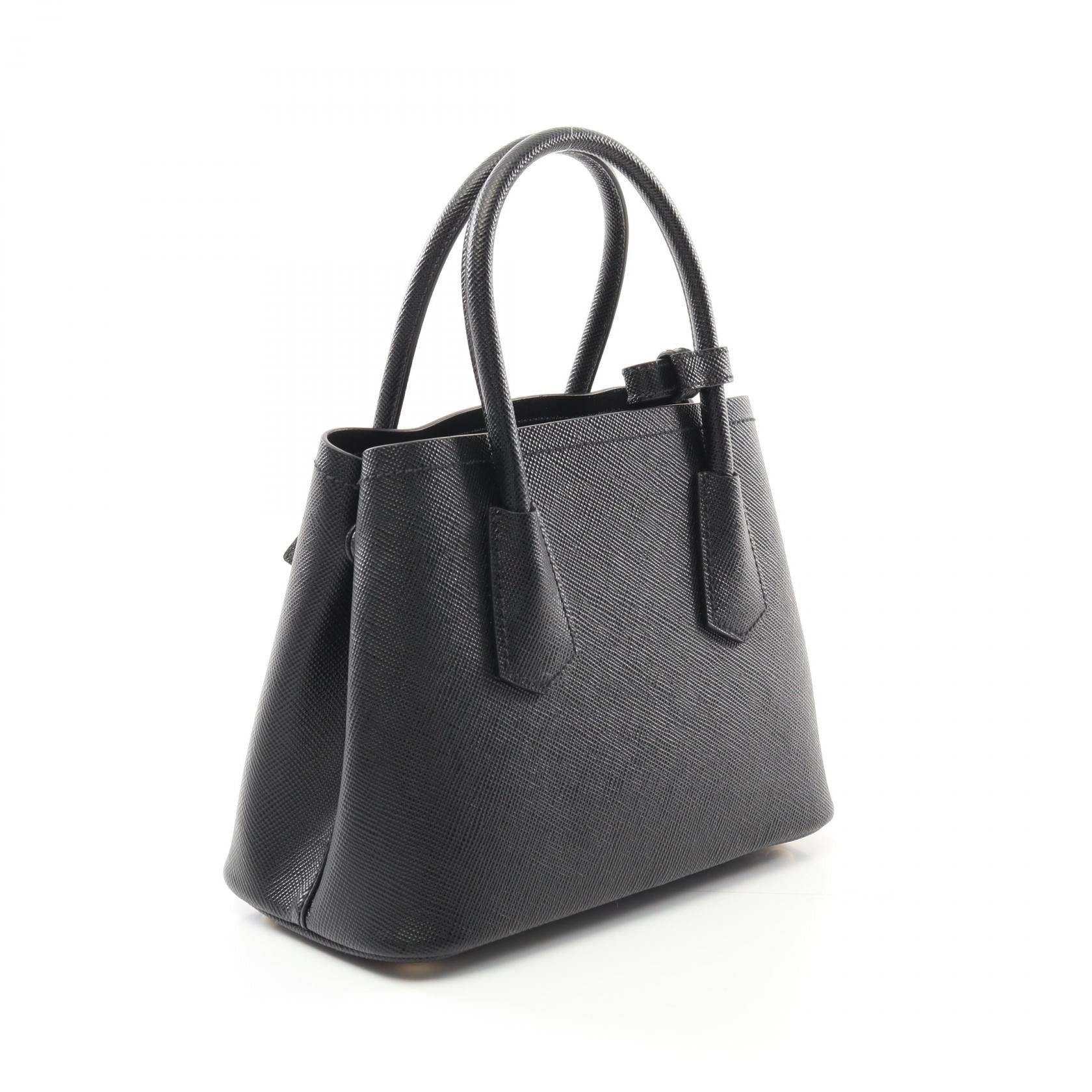 Prada Prada Saffiano Cuir Handbag Leather Black Size ONE SIZE - 2 Thumbnail