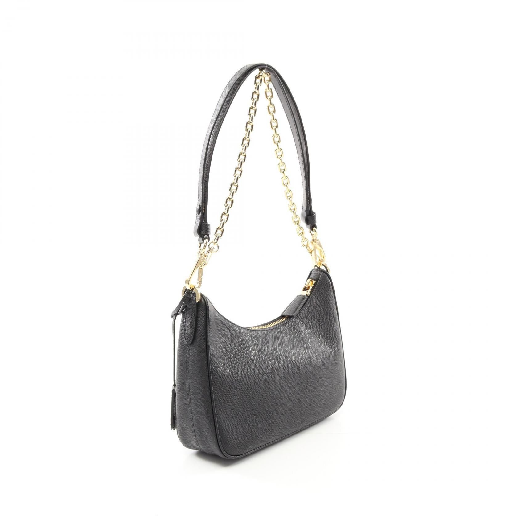 Prada Prada Saffiano Lux Re-Edition 1995 Chain Re-Nylon Shoulder Bag Leather Black Size ONE SIZE - 2 Thumbnail