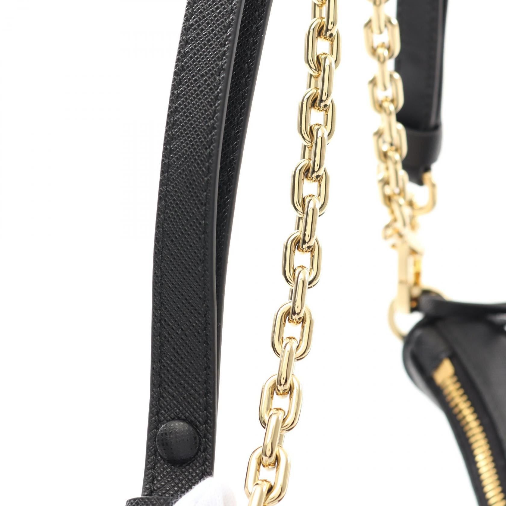 Prada Prada Saffiano Lux Re-Edition 1995 Chain Re-Nylon Shoulder Bag Leather Black Size ONE SIZE - 5 Thumbnail