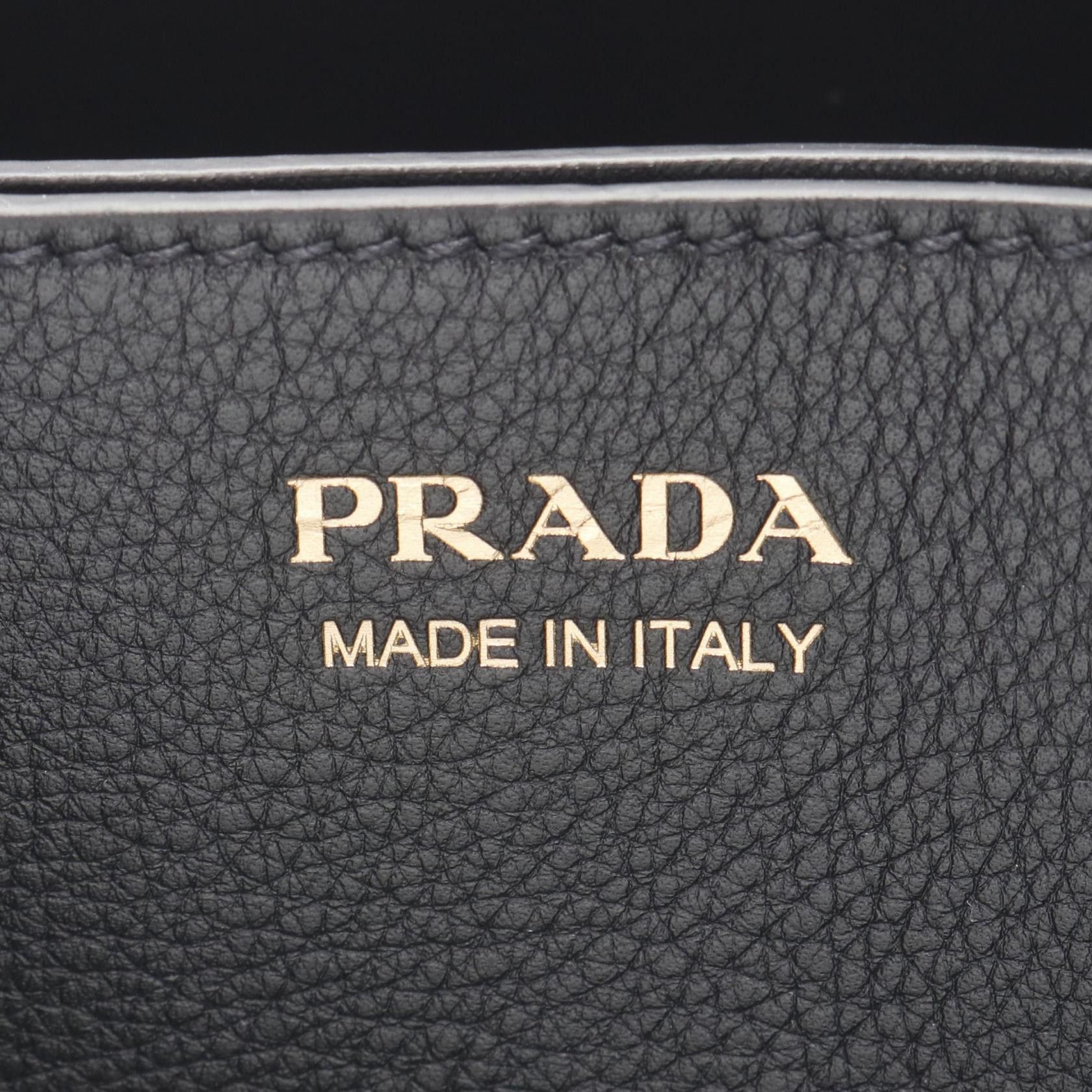 Prada Prada Double Buckle Belt Medium Handbag Leather Black Size ONE SIZE - 4 Thumbnail