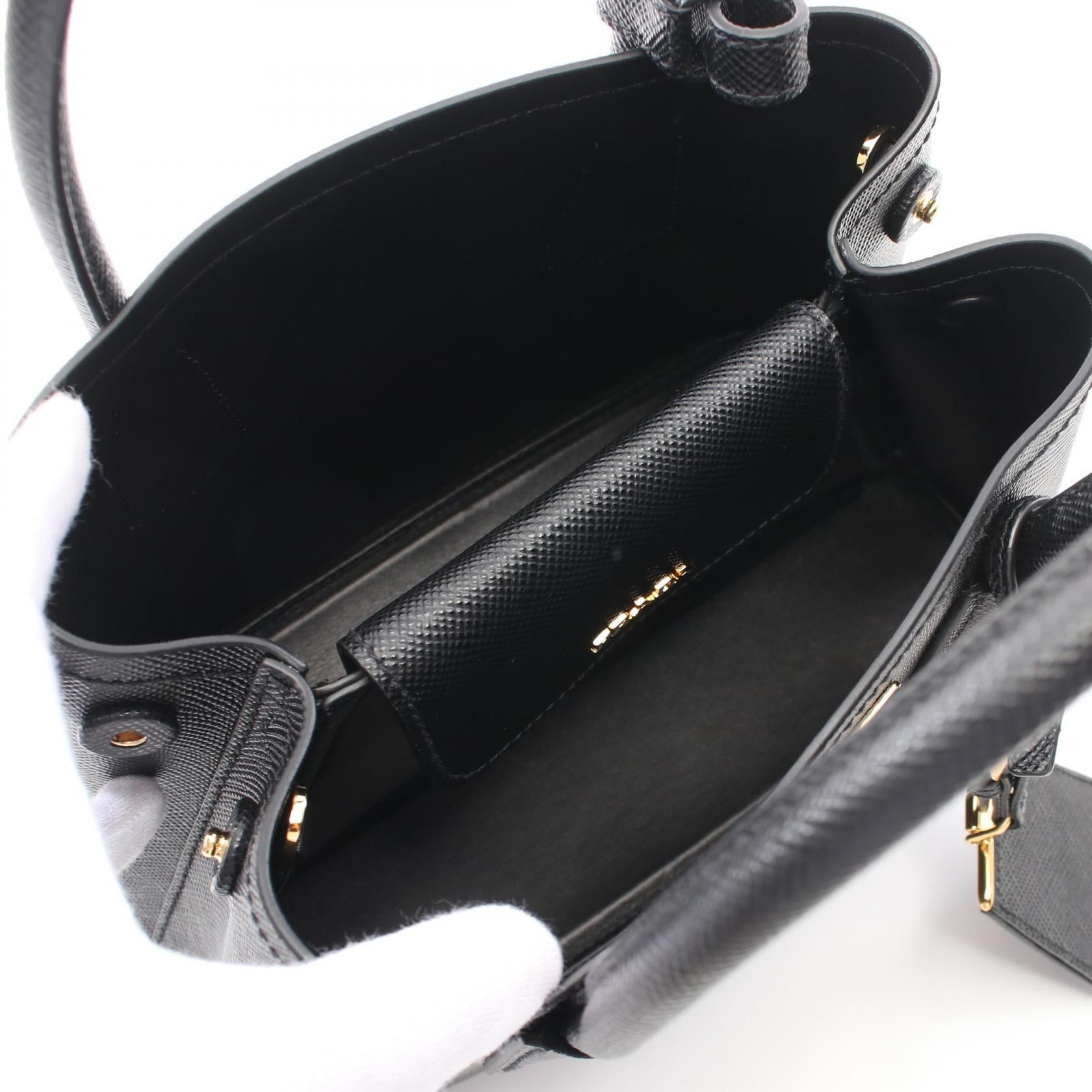 Prada Prada Saffiano Cuir Handbag Leather Black Size ONE SIZE - 3 Thumbnail