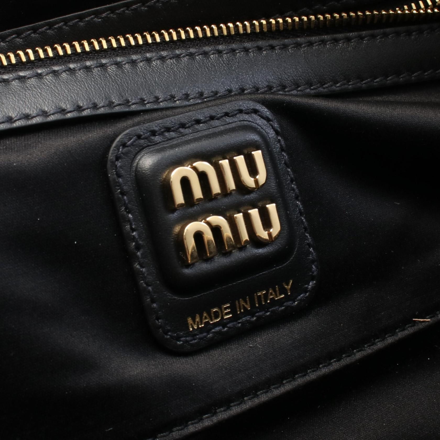 Miu Miu Miu Miu Bow Small Handbag Leather Black Size ONE SIZE - 4 Thumbnail
