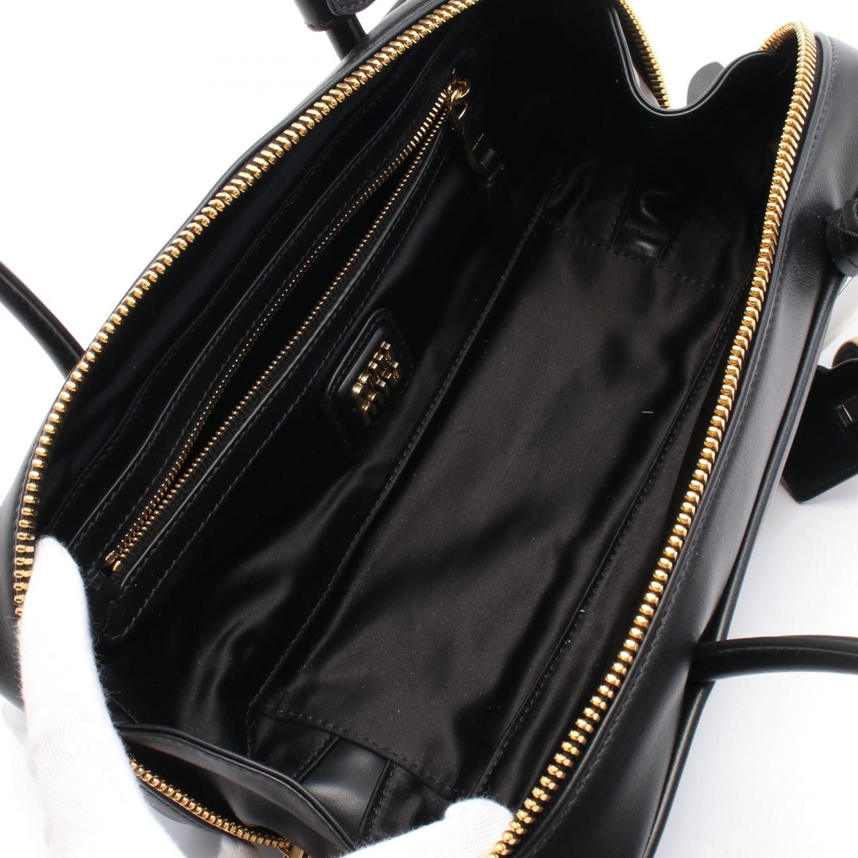 Miu Miu Miu Miu Bow Small Handbag Leather Black Size ONE SIZE - 3 Thumbnail