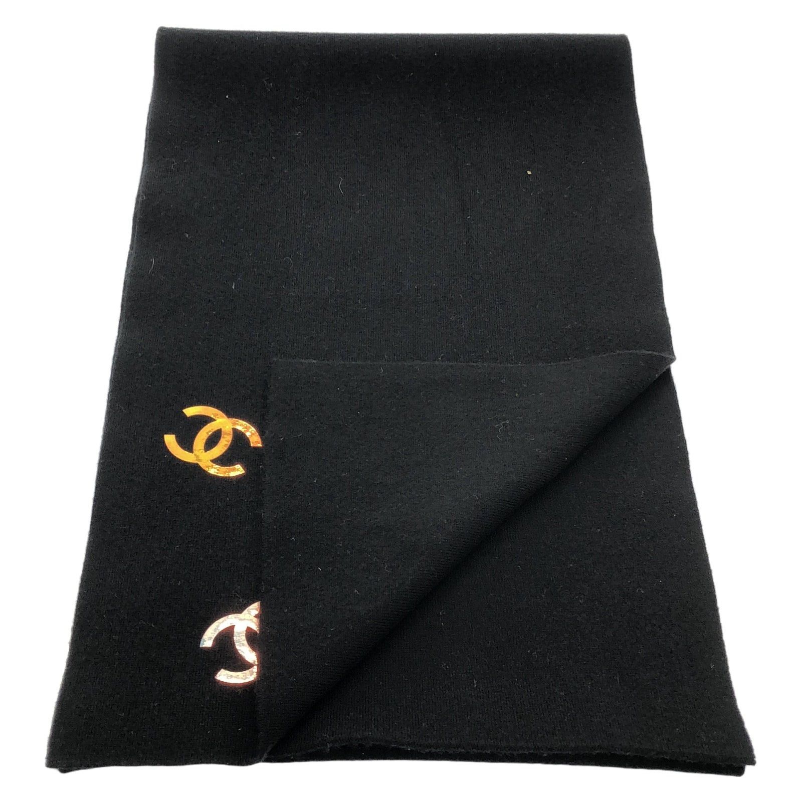 Chanel Chanel Coco Mark Scarf Cashmere Black Size ONE SIZE - 2 Thumbnail