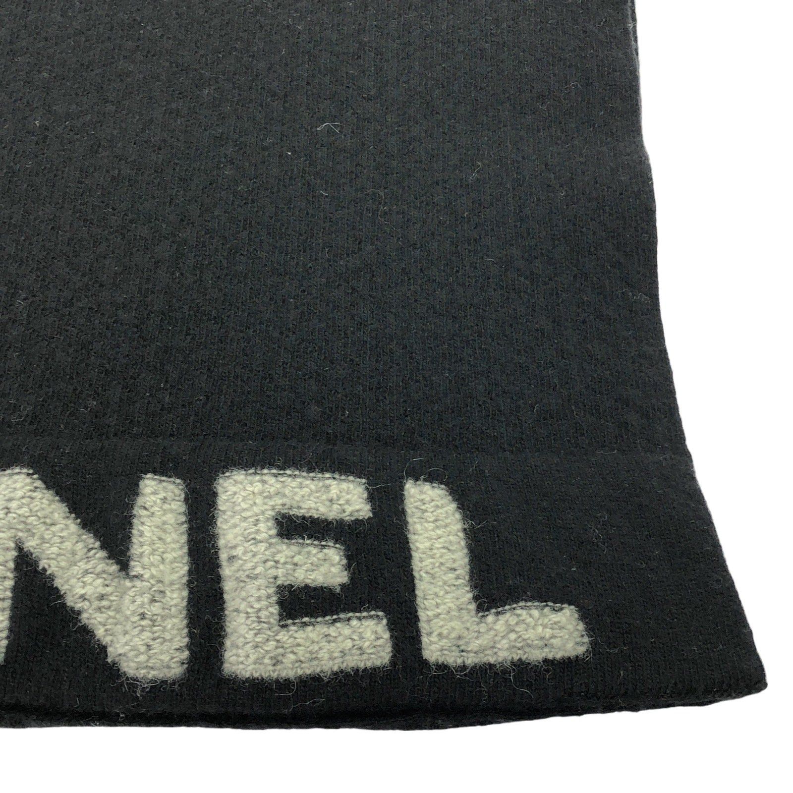 Chanel Chanel Logo Scarf Wool Black Size ONE SIZE - 3 Thumbnail