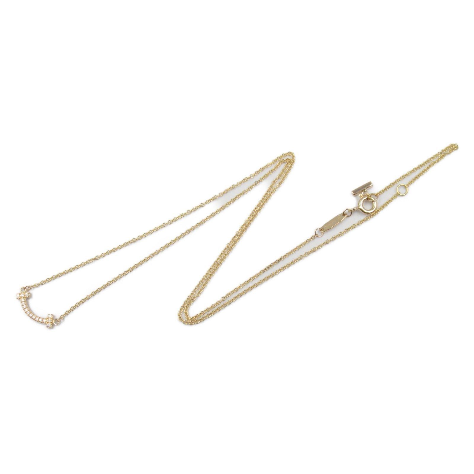Tiffany & Co. Tiffany Co T-Smile Mini Diamond Necklace K18Pg (Pink Gold) Clear Size ONE SIZE - 3 Thumbnail