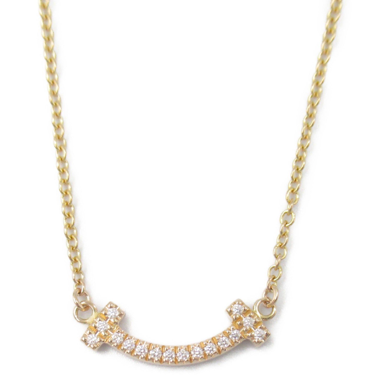 Tiffany & Co. Tiffany Co T-Smile Mini Diamond Necklace K18Pg (Pink Gold) Clear Size ONE SIZE - 2 Thumbnail