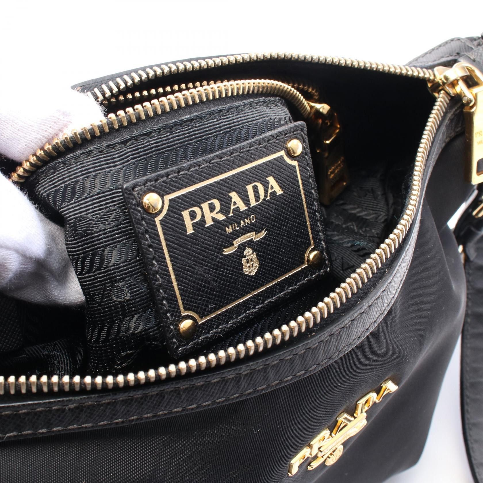 Prada Prada Shoulder Bag Nylon Leather Black Size ONE SIZE - 4 Thumbnail