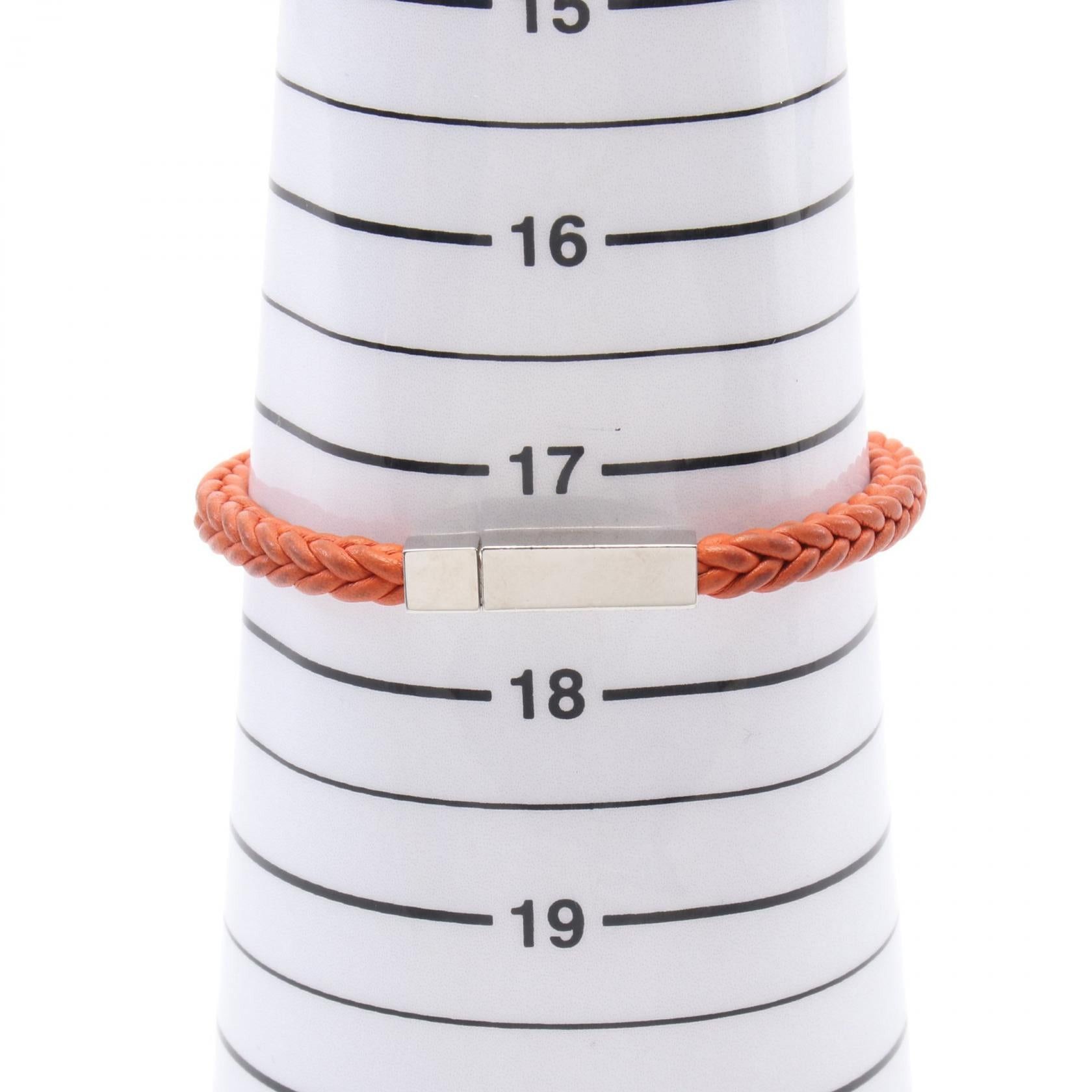 Hermes Hermes Bracelet Knitting Square Metal Fittings Leather Orange Size ONE SIZE - 5 Thumbnail