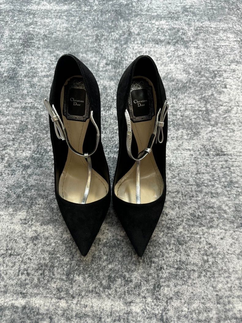 Dior Dior Black Velvet High Heels-yf Size US 5 / IT 35 - 2 Thumbnail