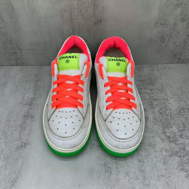 Chanel Chanel White Sneakers with Neon Accents Size US 8 / IT 38 - 4 Thumbnail