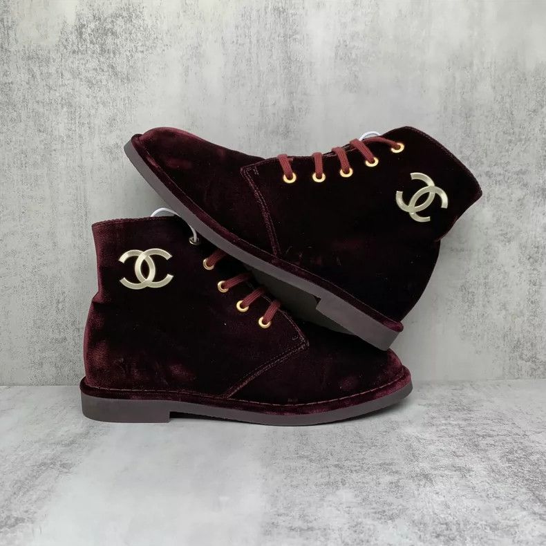 Chanel Chanel Burgundy Velvet Ankle Boots Size 36.5 Size US 6 / IT 36 - 2 Thumbnail