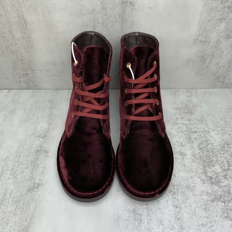 Chanel Chanel Burgundy Velvet Ankle Boots Size 36.5 Size US 6 / IT 36 - 4 Thumbnail