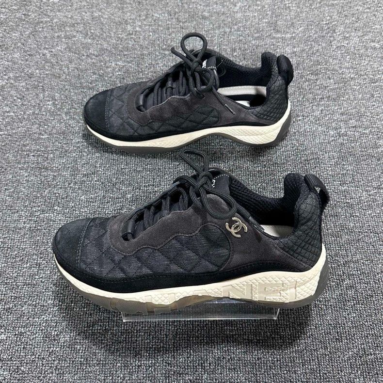 Chanel Chanel Black Gray Sport Sneakers Size US 7 / IT 37 - 2 Thumbnail