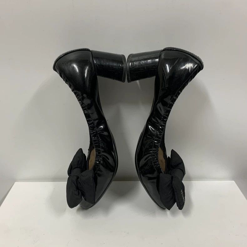 Prada Prada Black Bow Patent Leather Flats Size US 7 / IT 37 - 5 Thumbnail