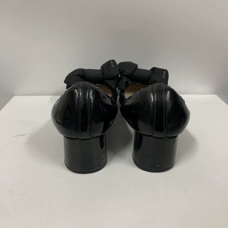 Prada Prada Black Bow Patent Leather Flats Size US 7 / IT 37 - 6 Thumbnail