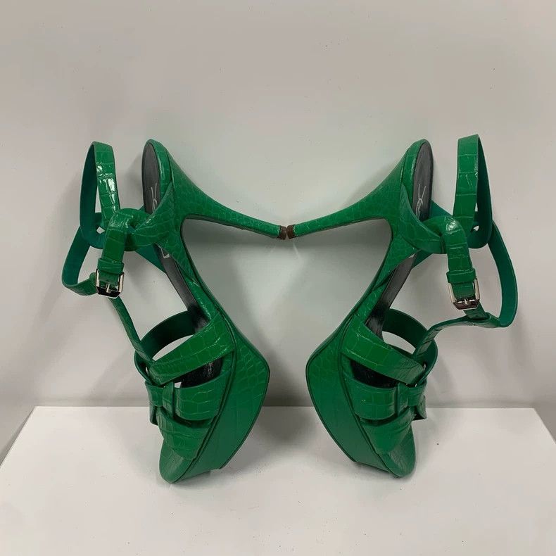 Saint Laurent Paris Saint Laurent Green Patent Leather Heels Size US 8 / IT 38 - 5 Thumbnail