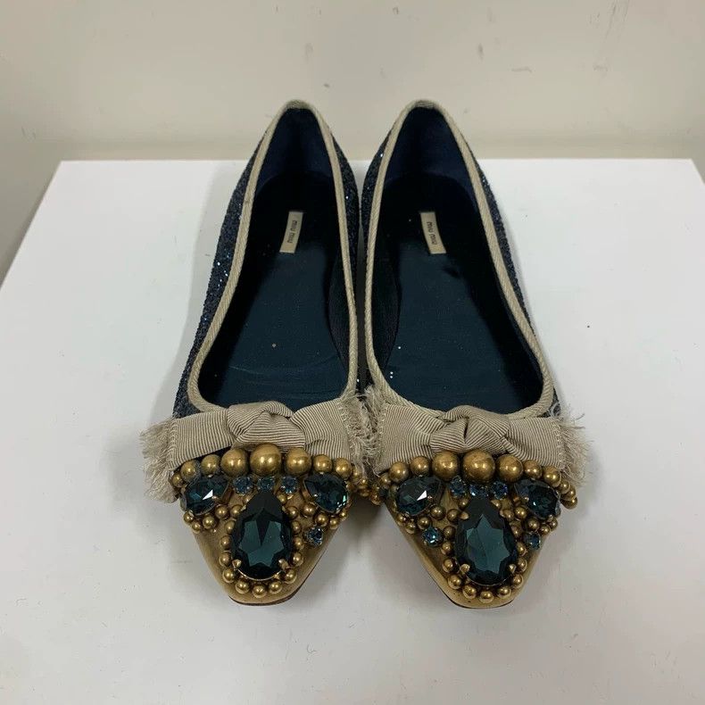 Miu Miu Miu Miu Decorative Gem Flats Size 36.5 Size US 6 / IT 36 - 2 Thumbnail