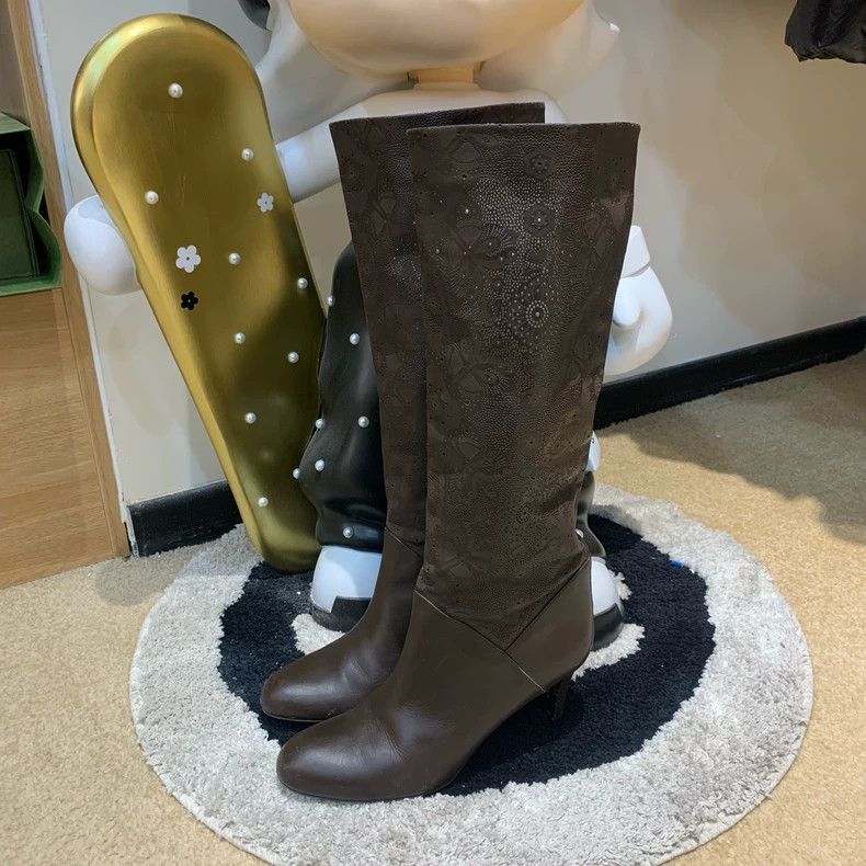 Balenciaga Bally High Heel Brown Decorative Long Boots Size US 8 / IT 38 - 3 Thumbnail