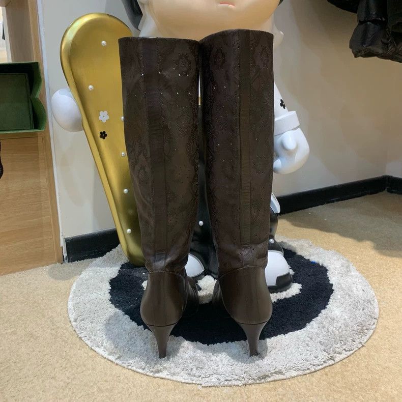Balenciaga Bally High Heel Brown Decorative Long Boots Size US 8 / IT 38 - 6 Thumbnail