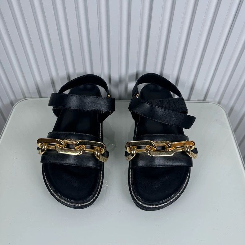 Louis Vuitton Louis Vuitton Black Chain Slide Sandals Size 37 Size US 6 / IT 36 - 2 Thumbnail